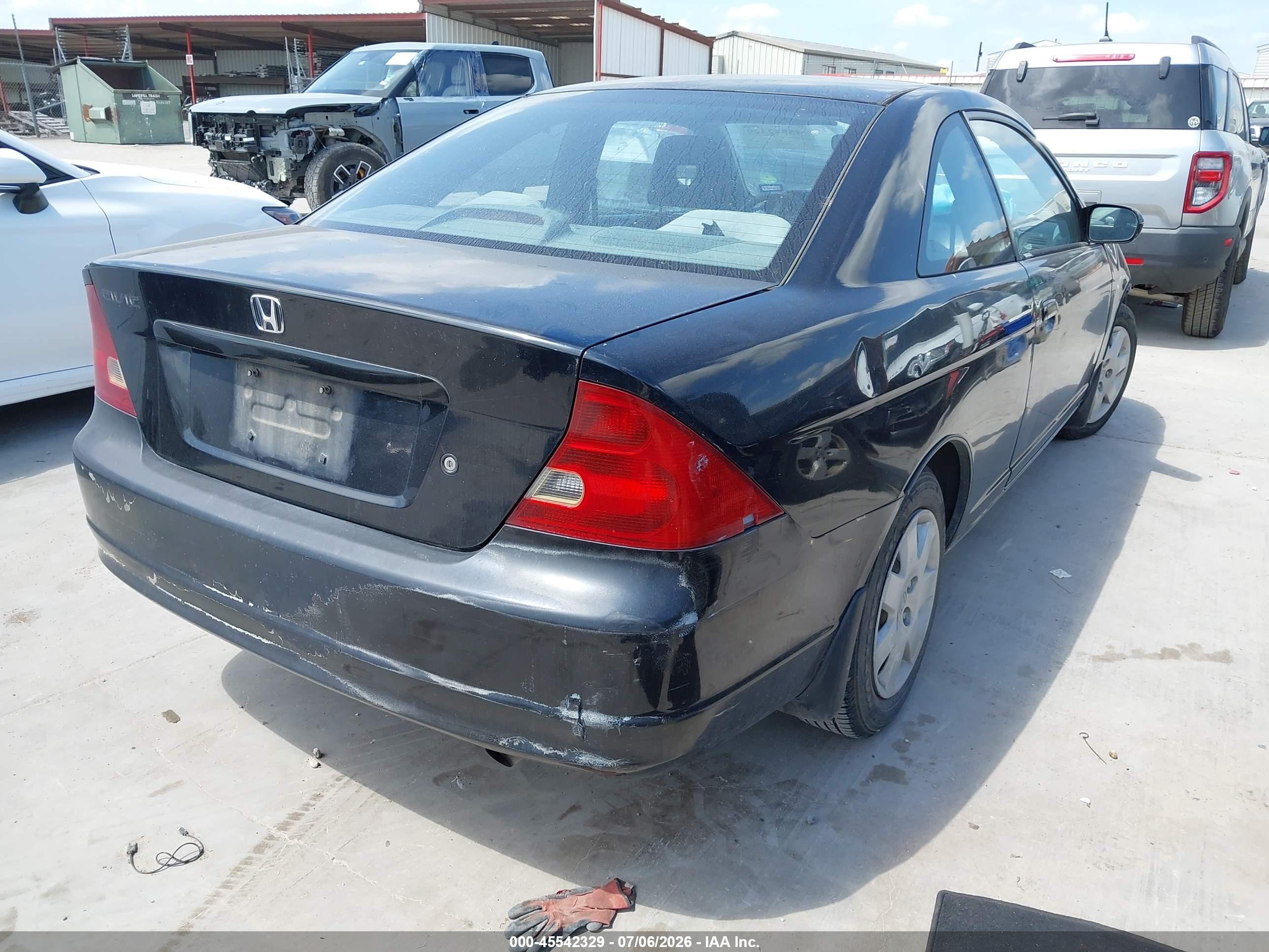 2002 Honda Civic Ex Black vin: 1HGEM220X2L084270