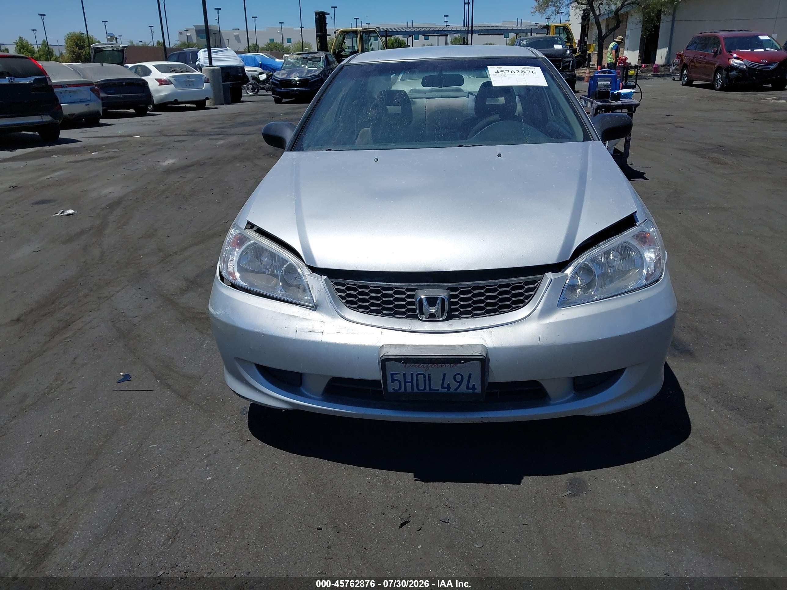 2004 Honda Civic Vp Silver vin: 1HGEM22104L054075