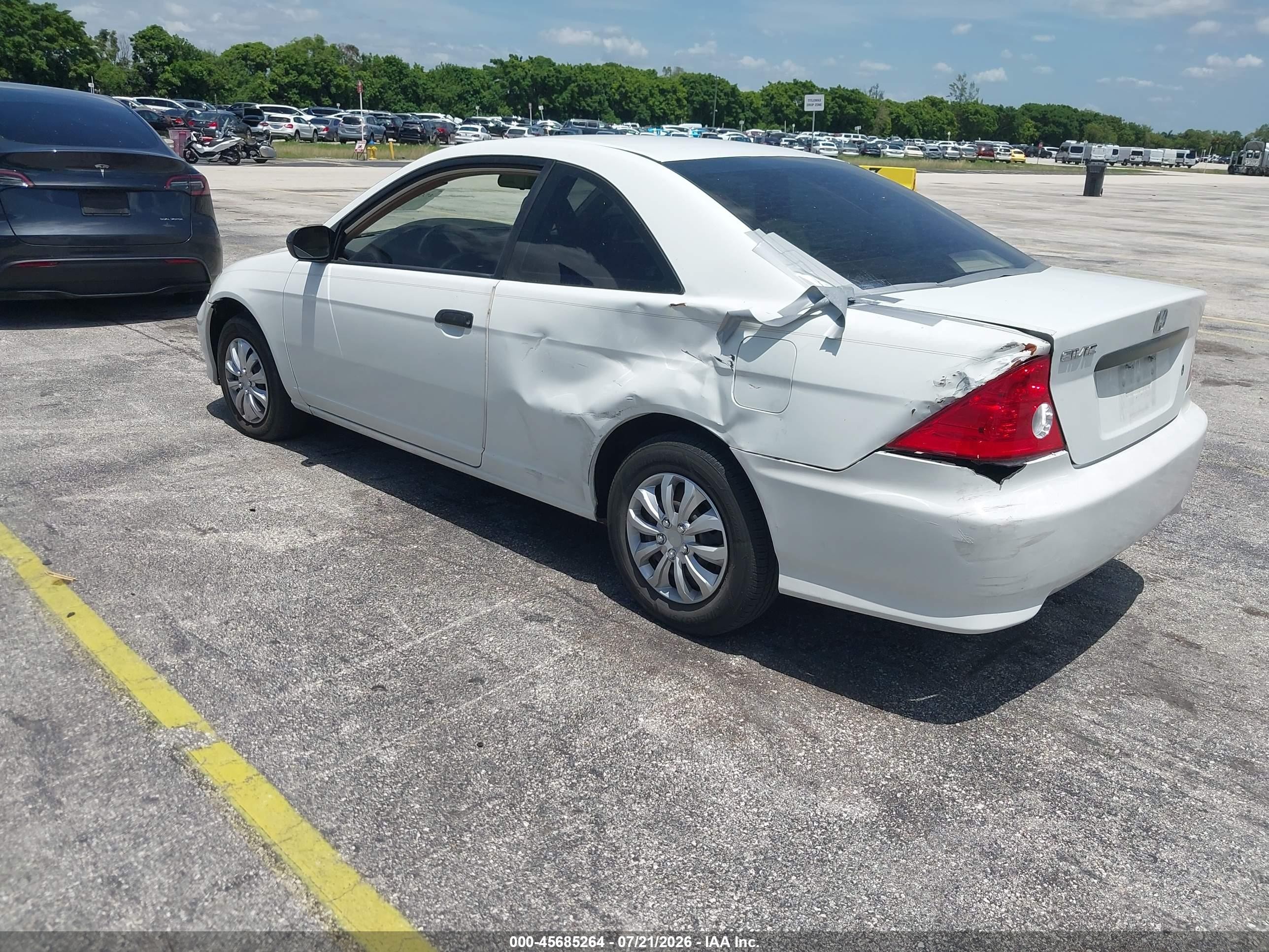 2005 Honda Civic Vp White vin: 1HGEM22115L050439