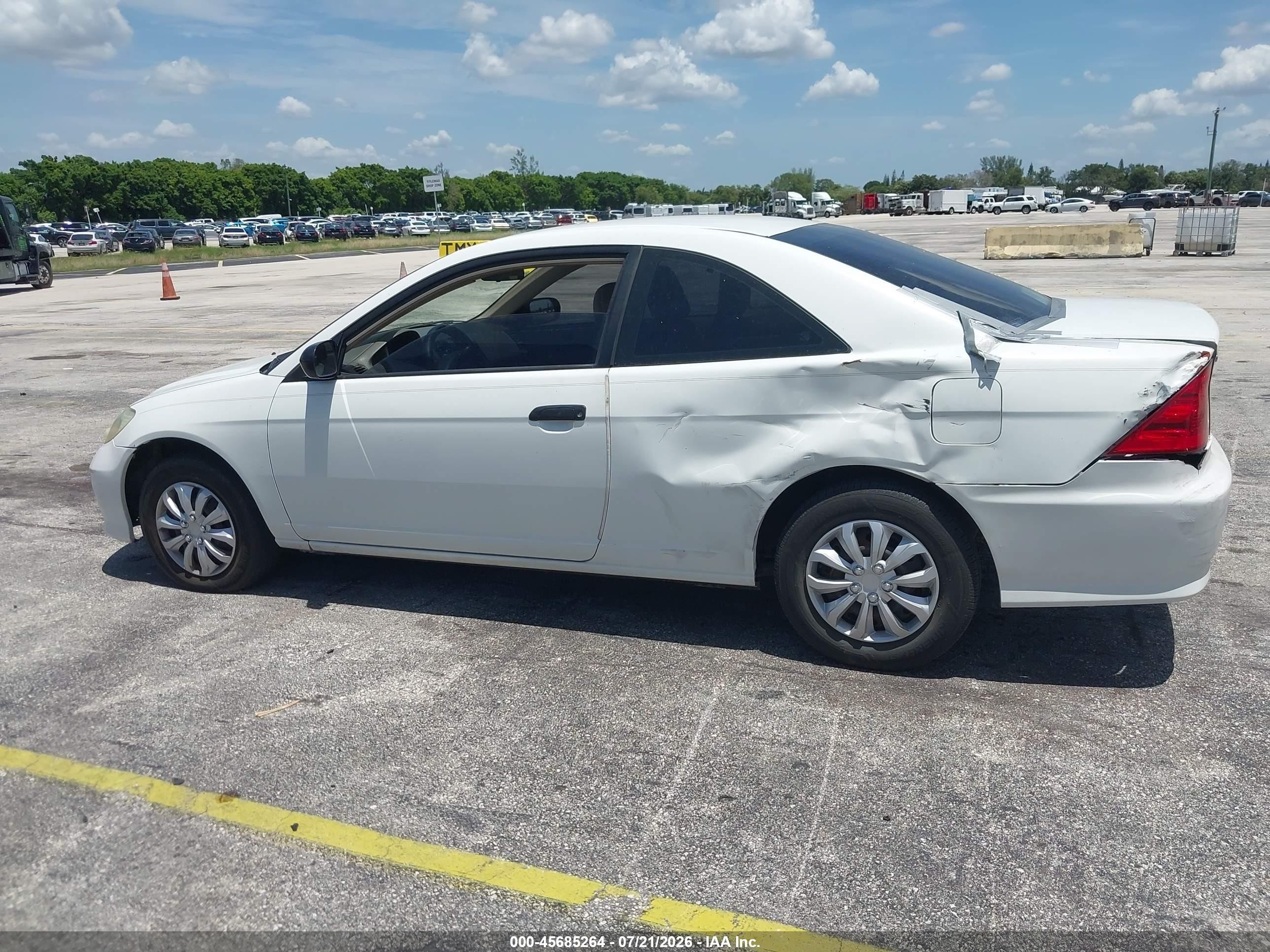 2005 Honda Civic Vp White vin: 1HGEM22115L050439