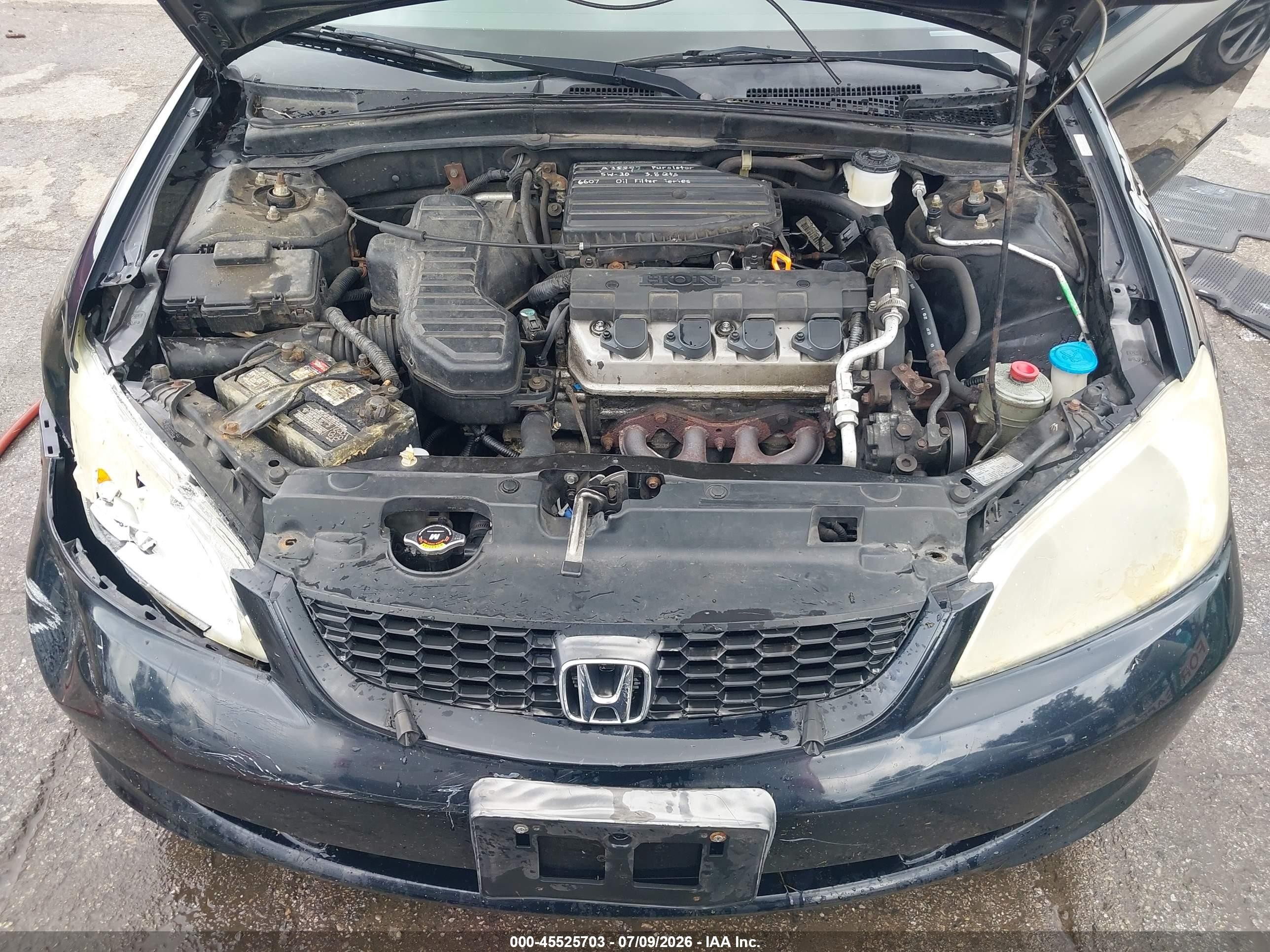 2005 Honda Civic Vp Black vin: 1HGEM22115L080234
