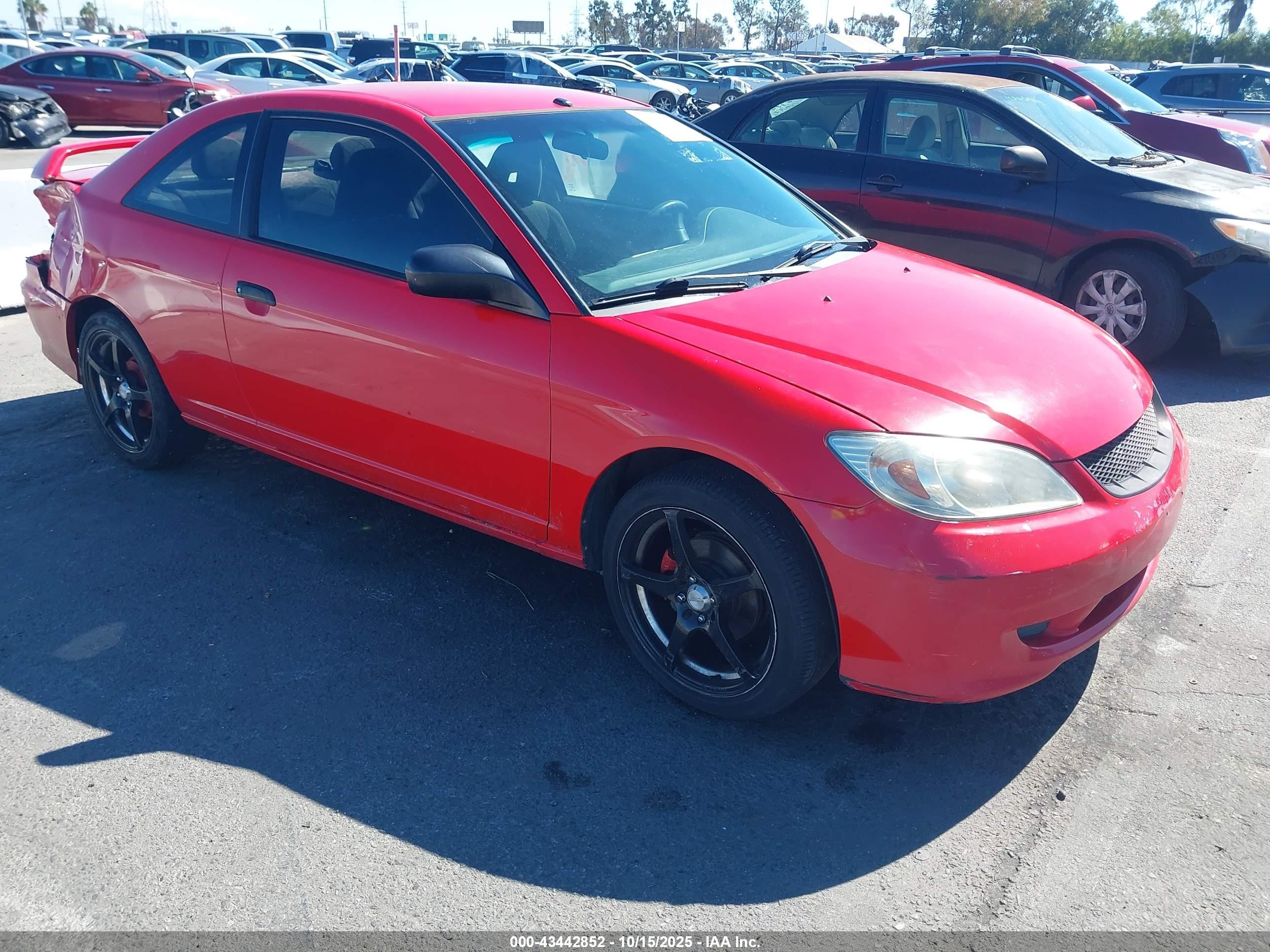 2004 Honda Civic Vp Red vin: 1HGEM22184L046225