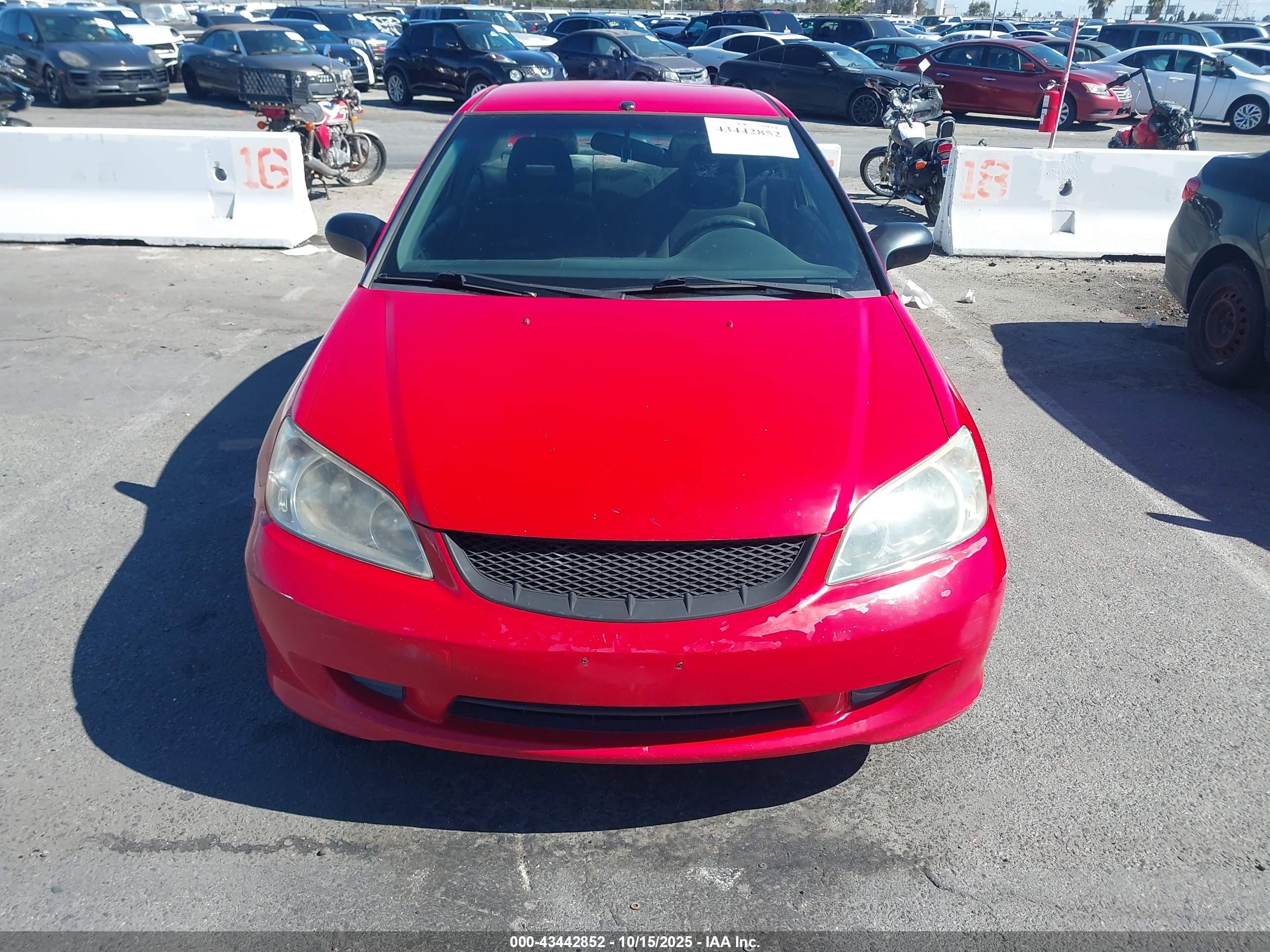 2004 Honda Civic Vp Red vin: 1HGEM22184L046225