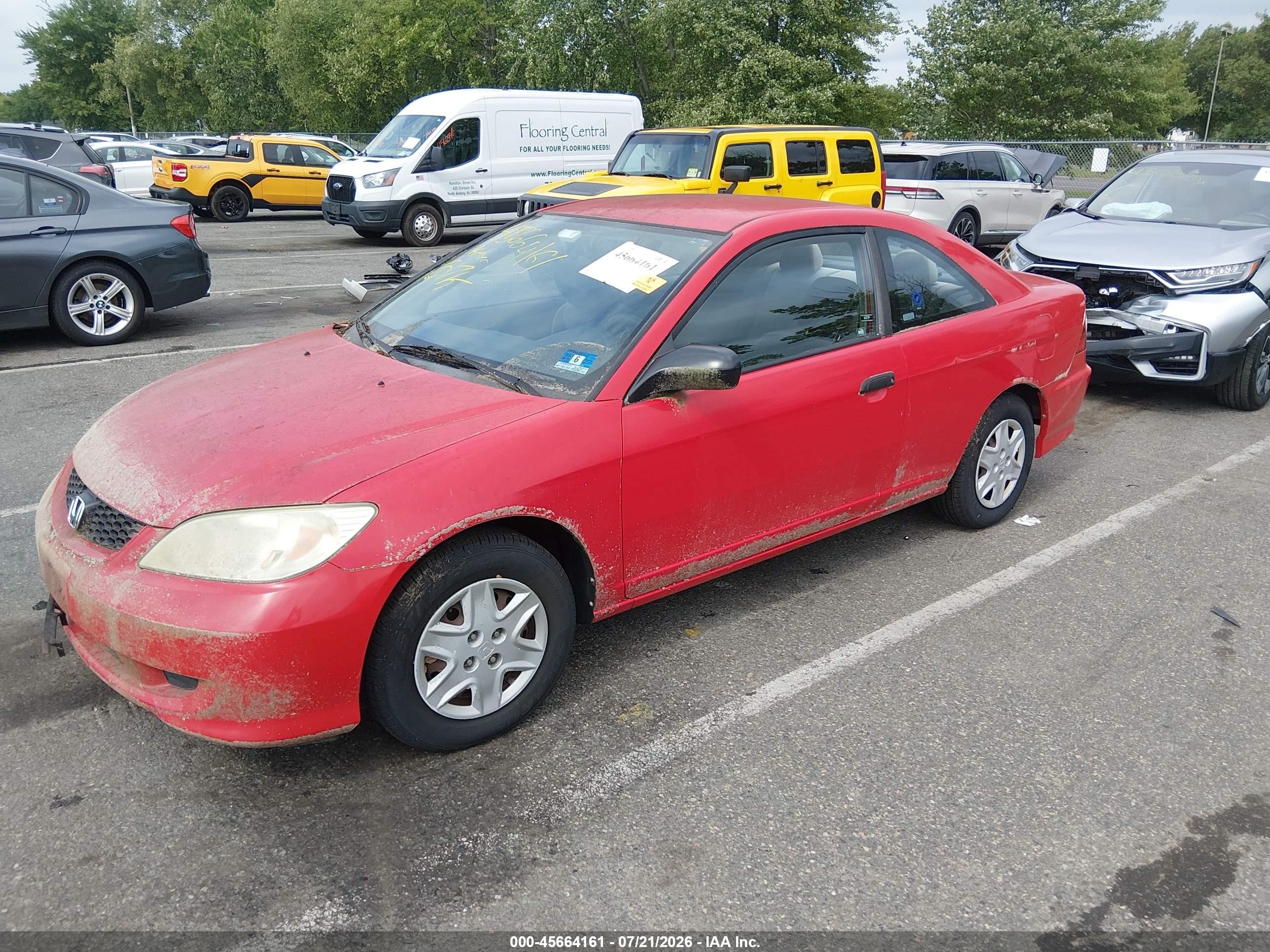 2005 Honda Civic Vp Red vin: 1HGEM22185L050339