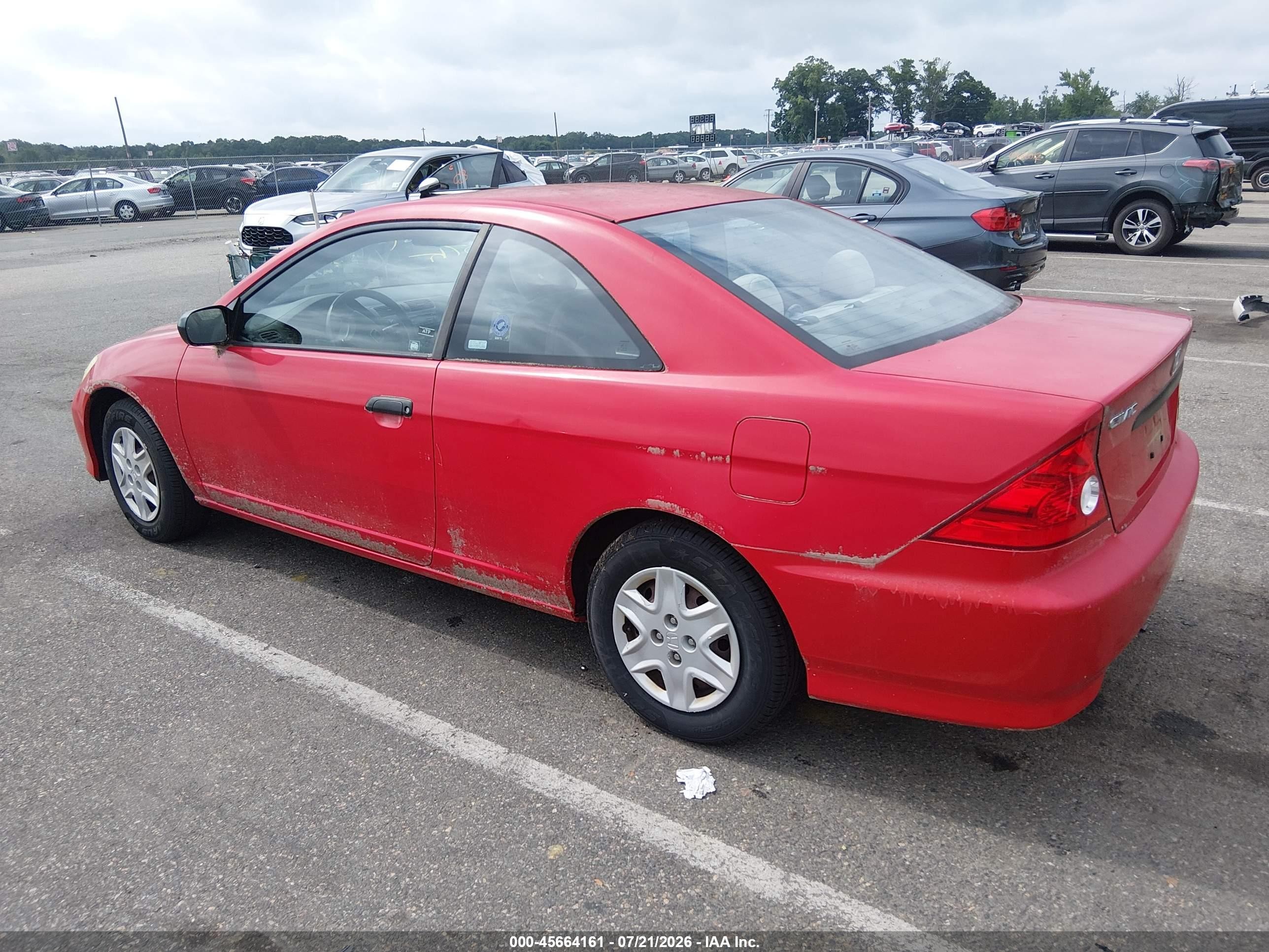 2005 Honda Civic Vp Red vin: 1HGEM22185L050339