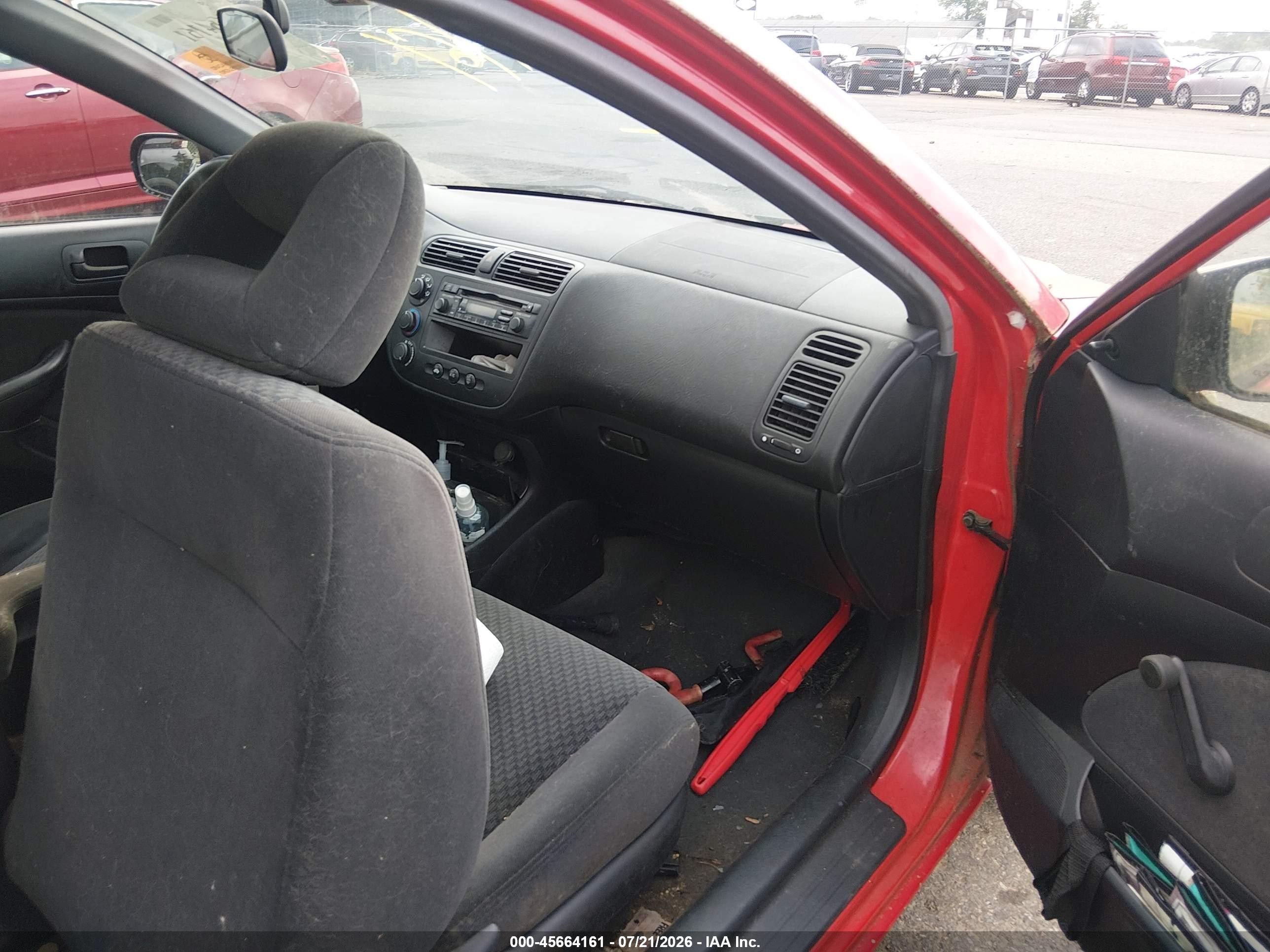 2005 Honda Civic Vp Red vin: 1HGEM22185L050339