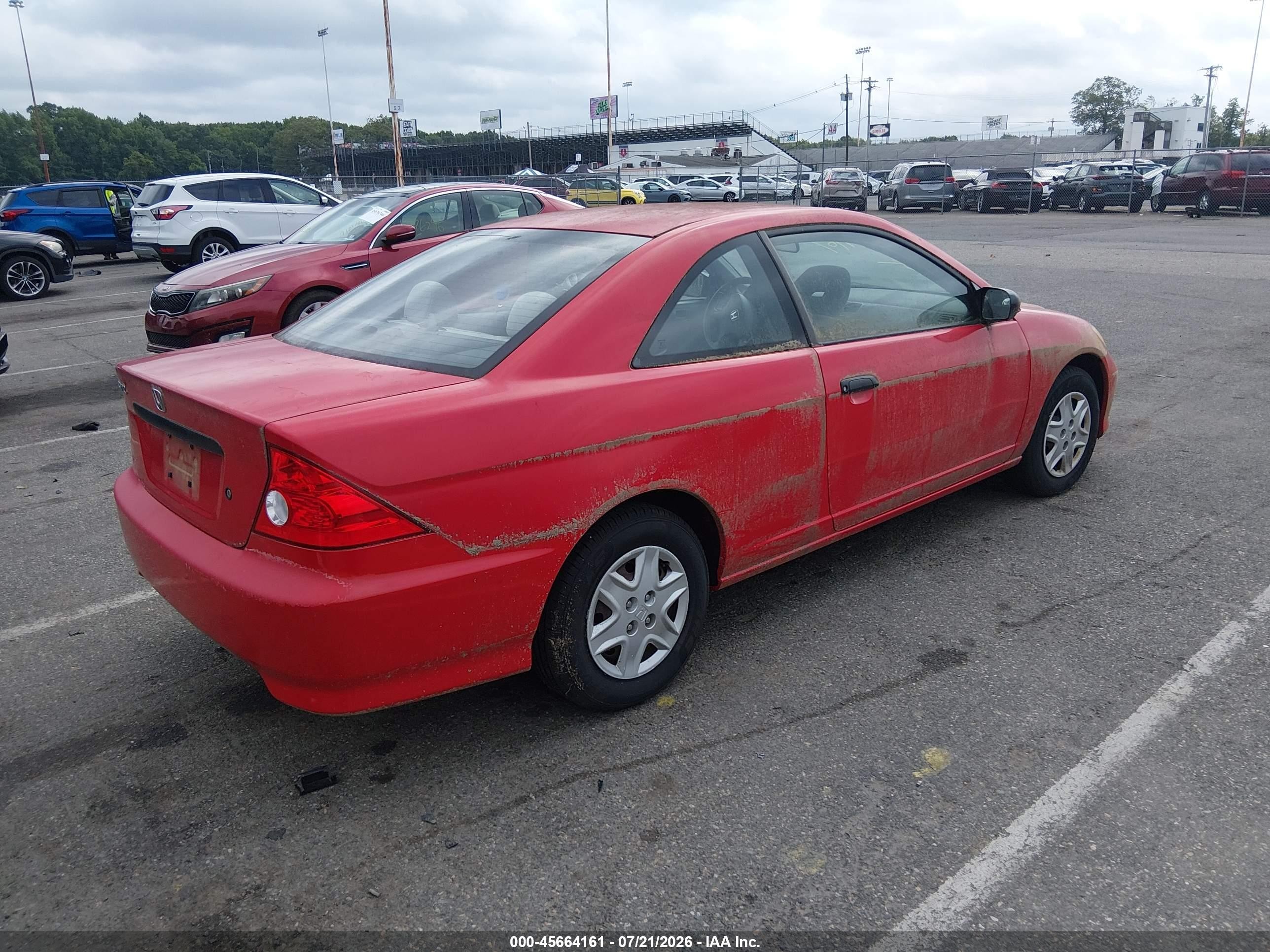 2005 Honda Civic Vp Red vin: 1HGEM22185L050339