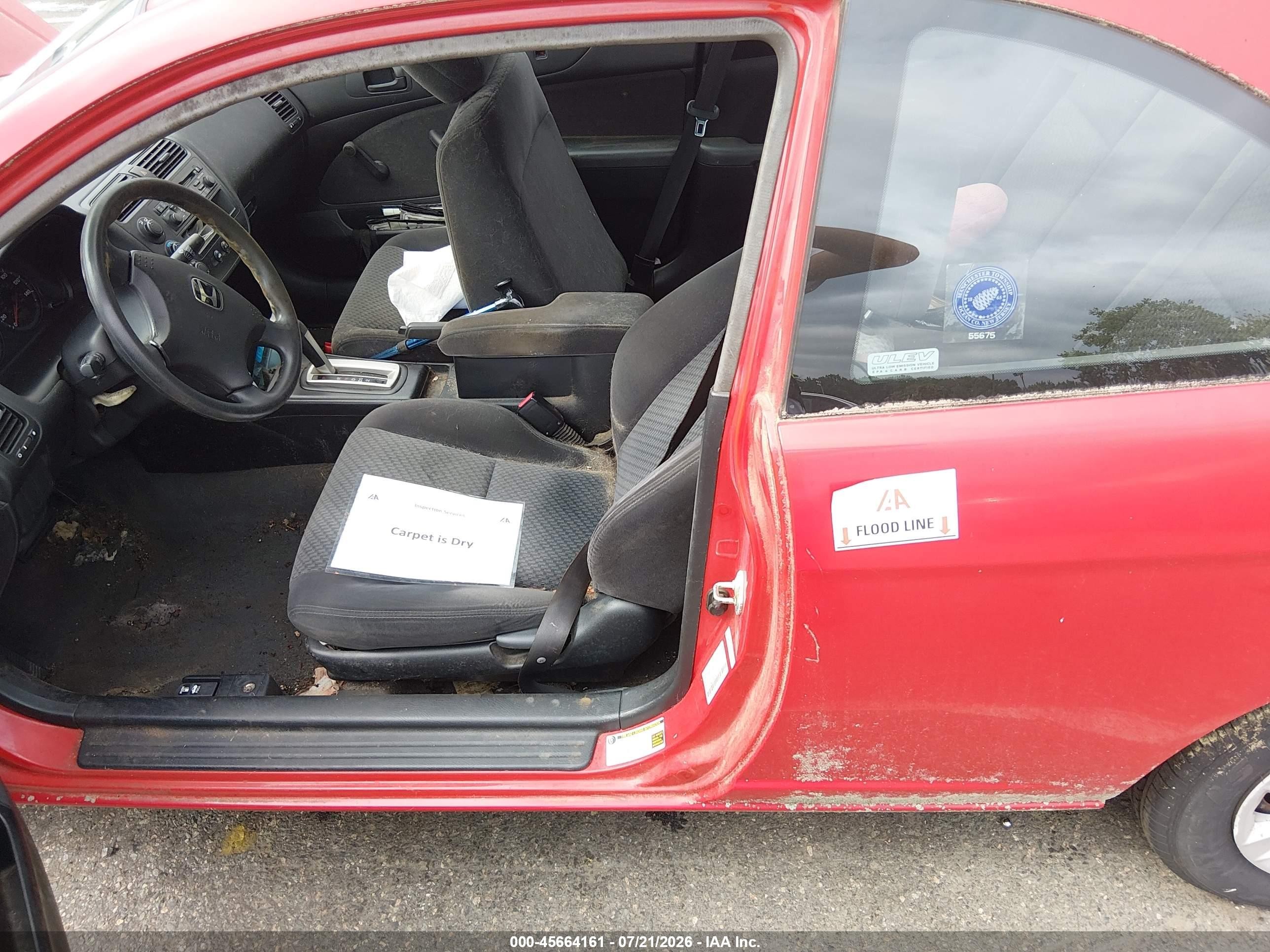 2005 Honda Civic Vp Red vin: 1HGEM22185L050339