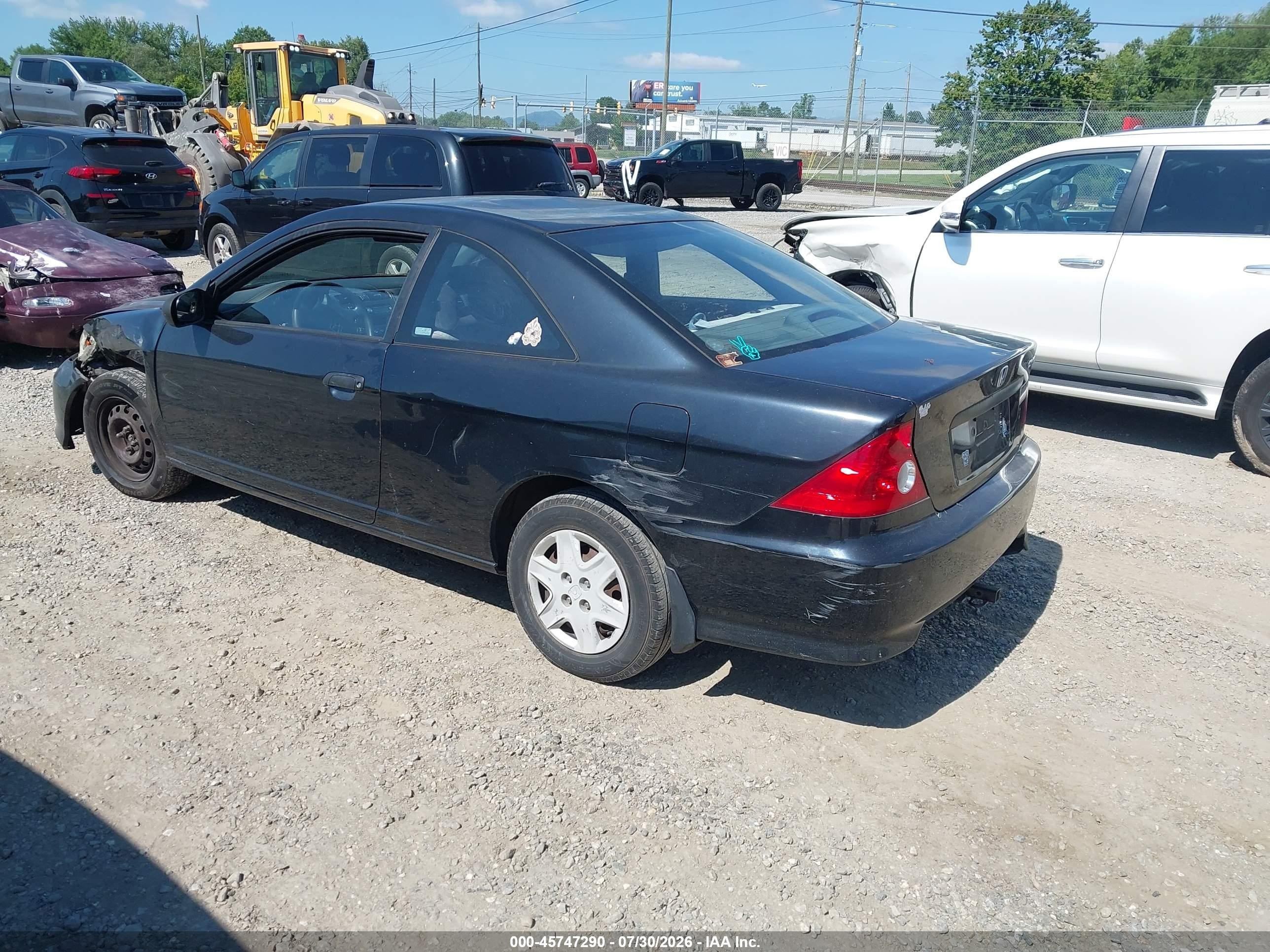 2004 Honda Civic Vp Black vin: 1HGEM221X4L008561