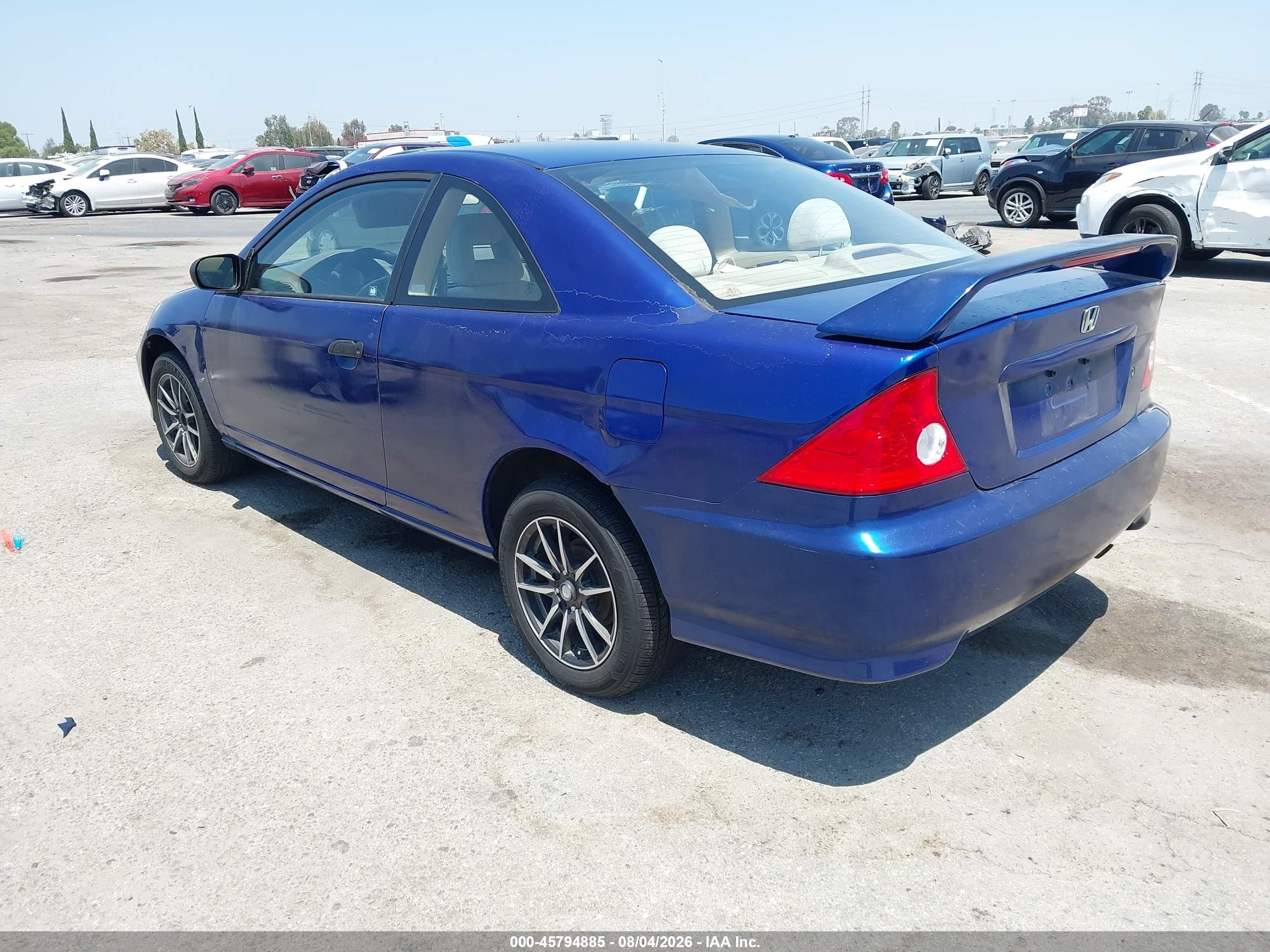 2004 Honda Civic Vp Синий vin: 1HGEM221X4L083342