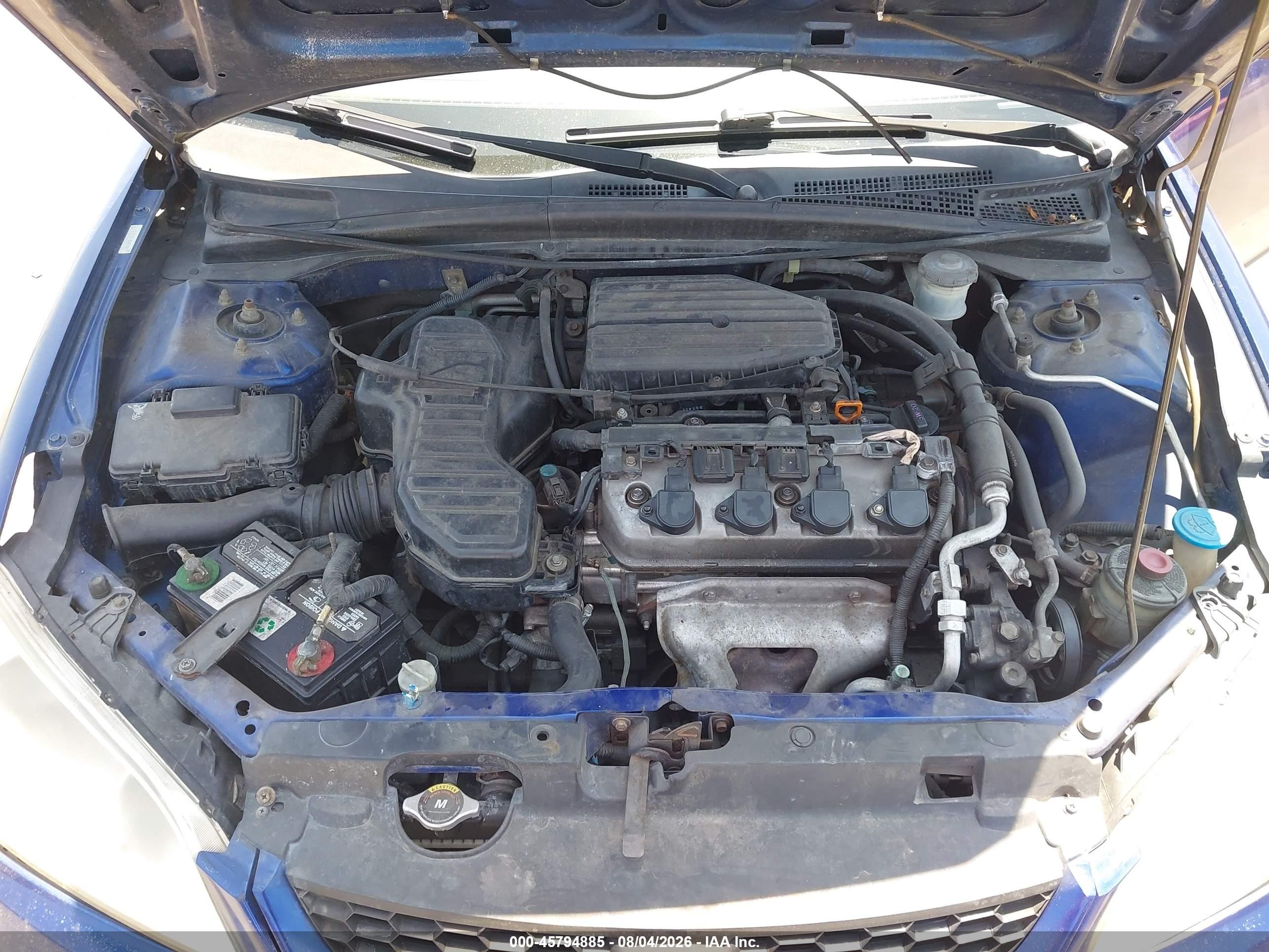2004 Honda Civic Vp Синий vin: 1HGEM221X4L083342