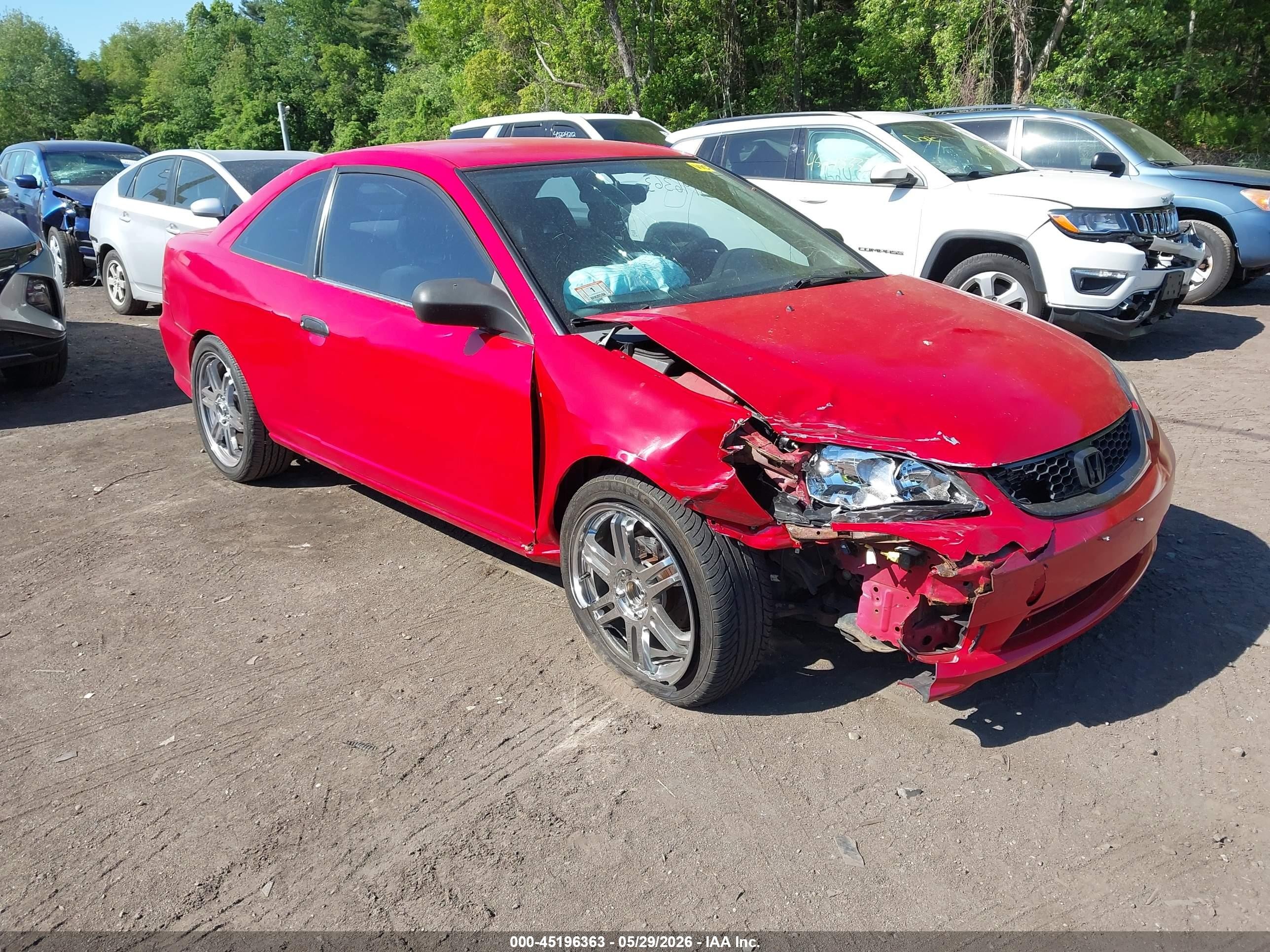 2005 Honda Civic Vp Красный vin: 1HGEM221X5L041786