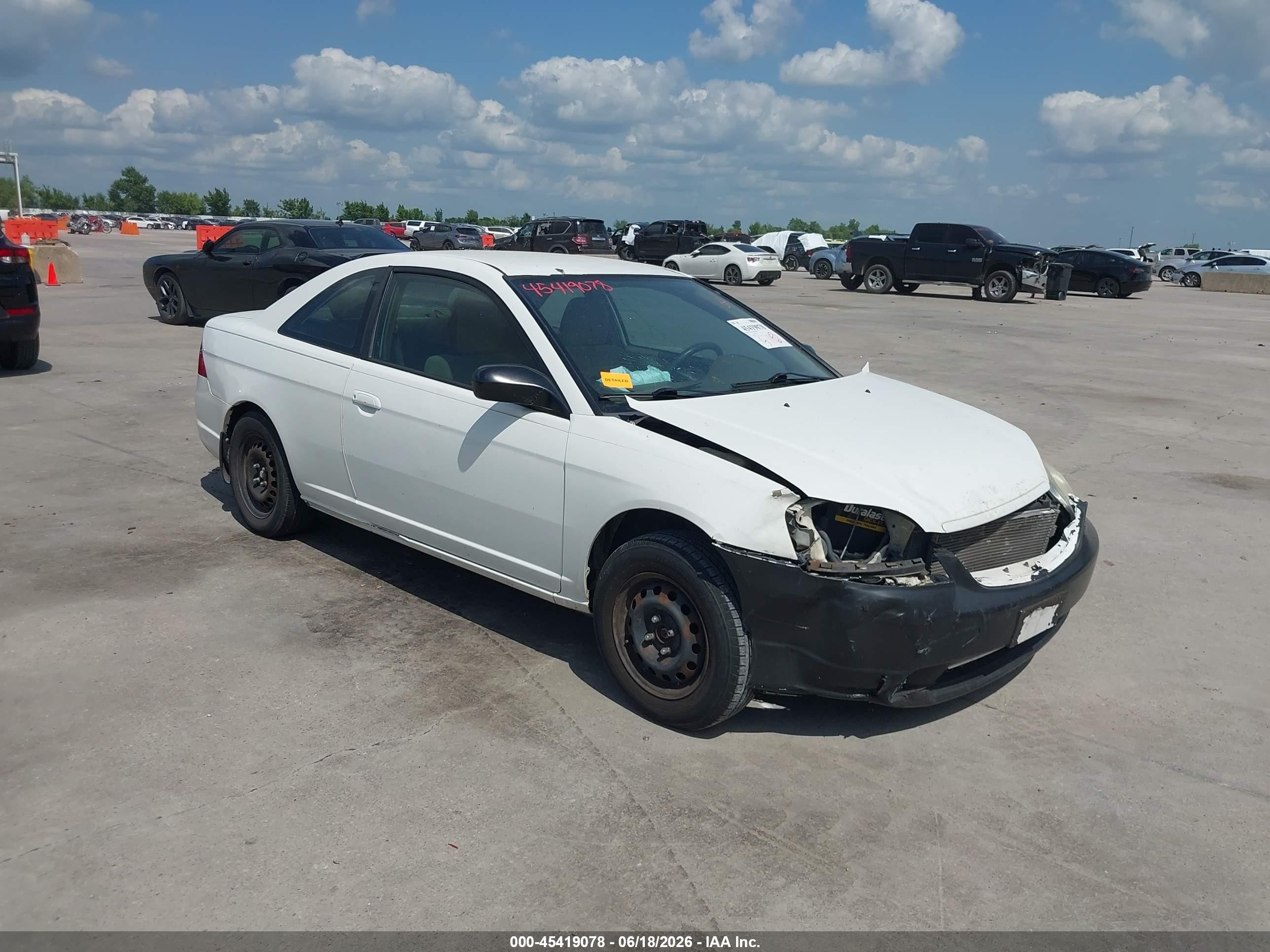 2003 Honda Civic Lx White vin: 1HGEM22513L079651
