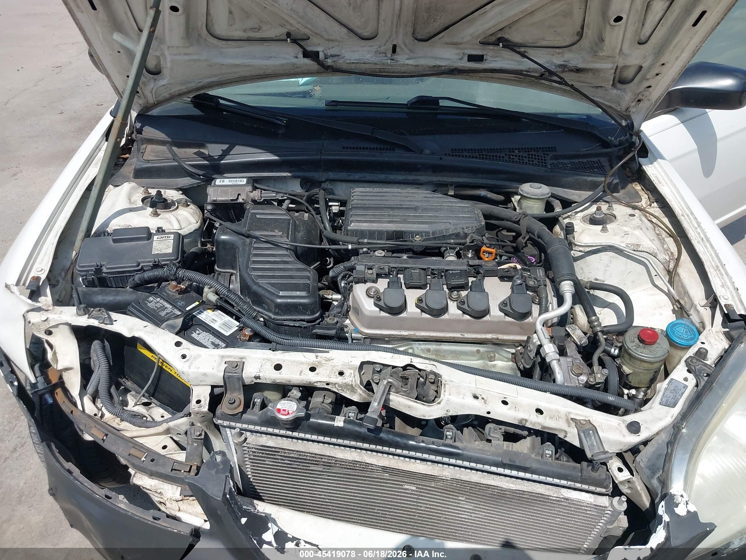 2003 Honda Civic Lx White vin: 1HGEM22513L079651