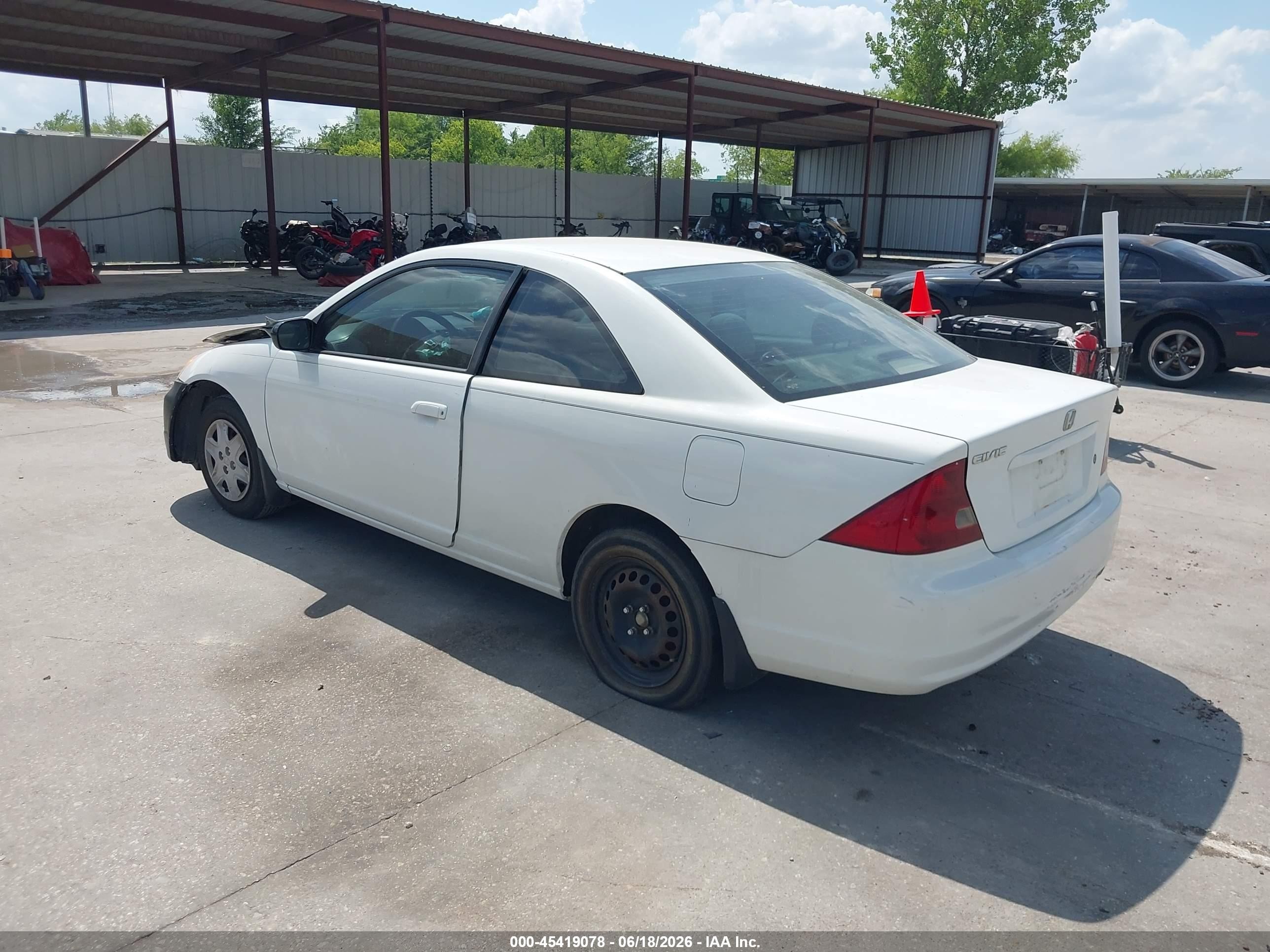 2003 Honda Civic Lx White vin: 1HGEM22513L079651