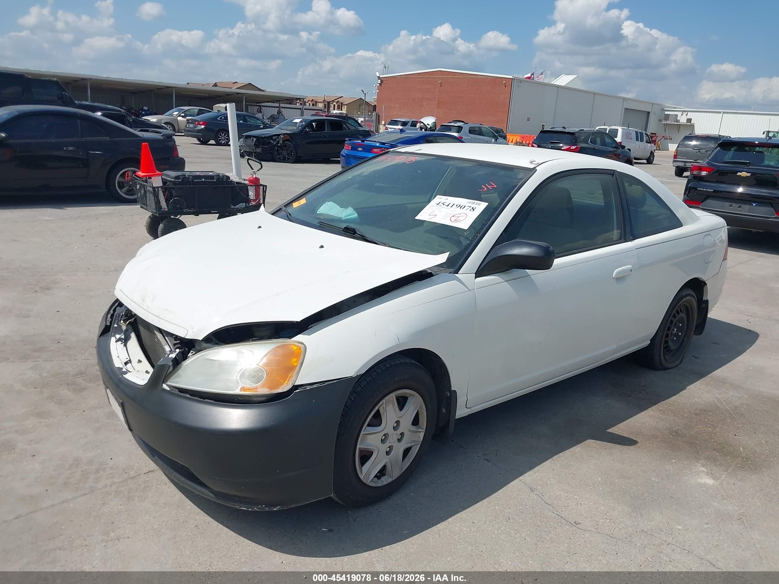 2003 Honda Civic Lx White vin: 1HGEM22513L079651