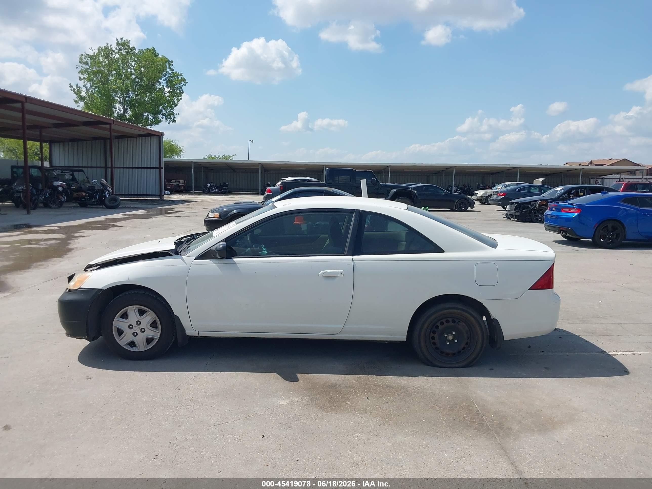 2003 Honda Civic Lx White vin: 1HGEM22513L079651