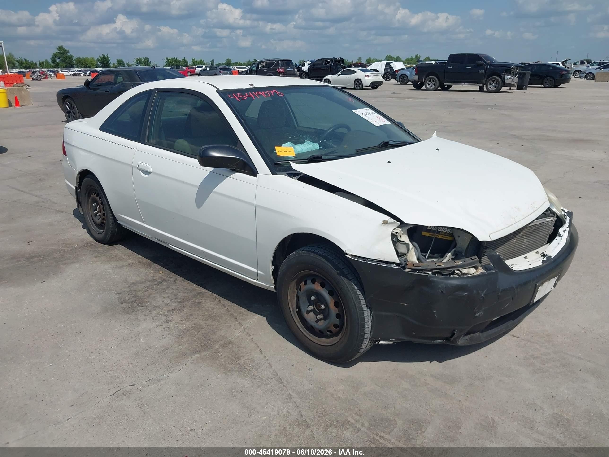 2003 Honda Civic Lx White vin: 1HGEM22513L079651