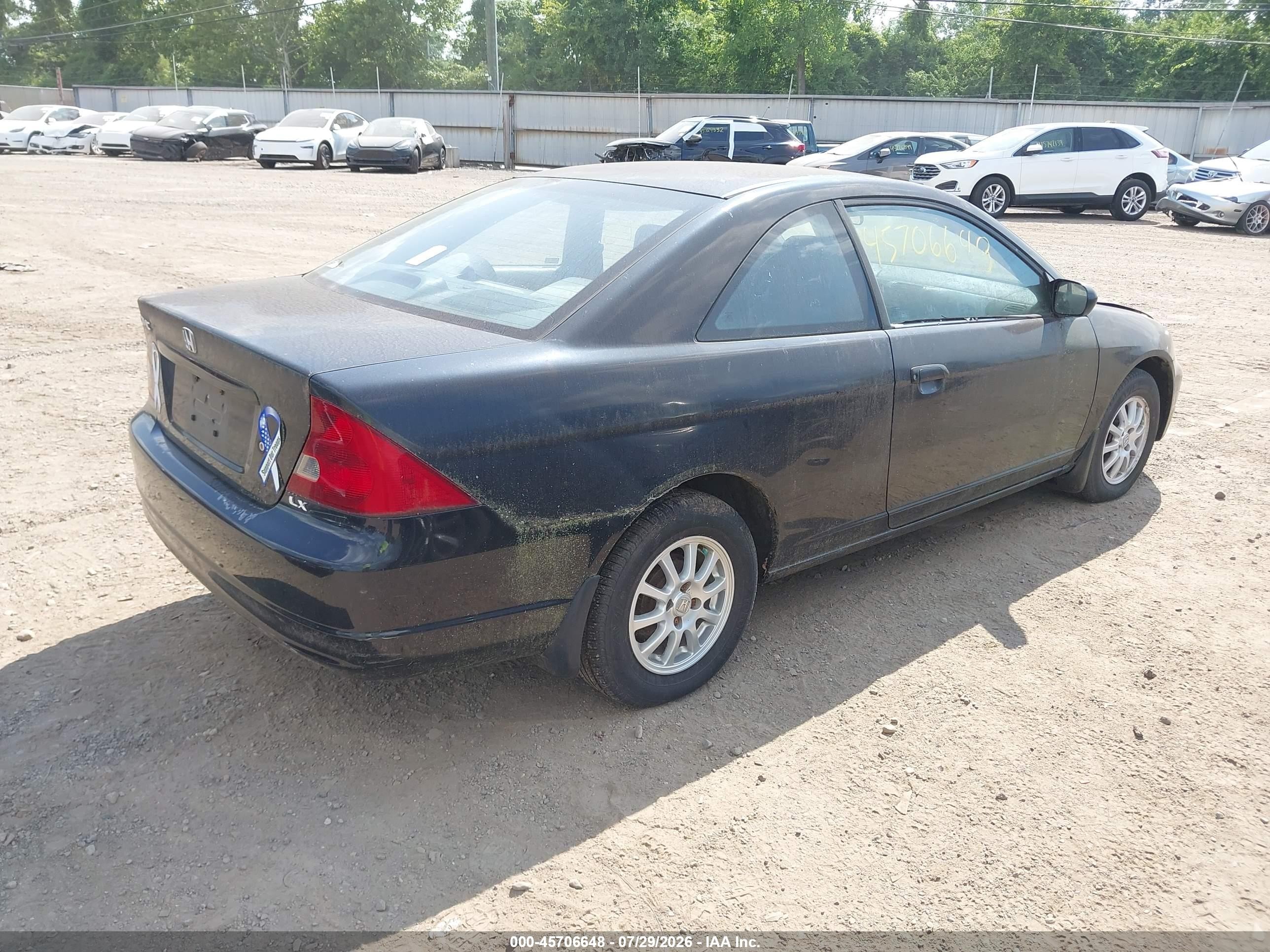 2001 Honda Civic Lx Черный vin: 1HGEM22531L113859