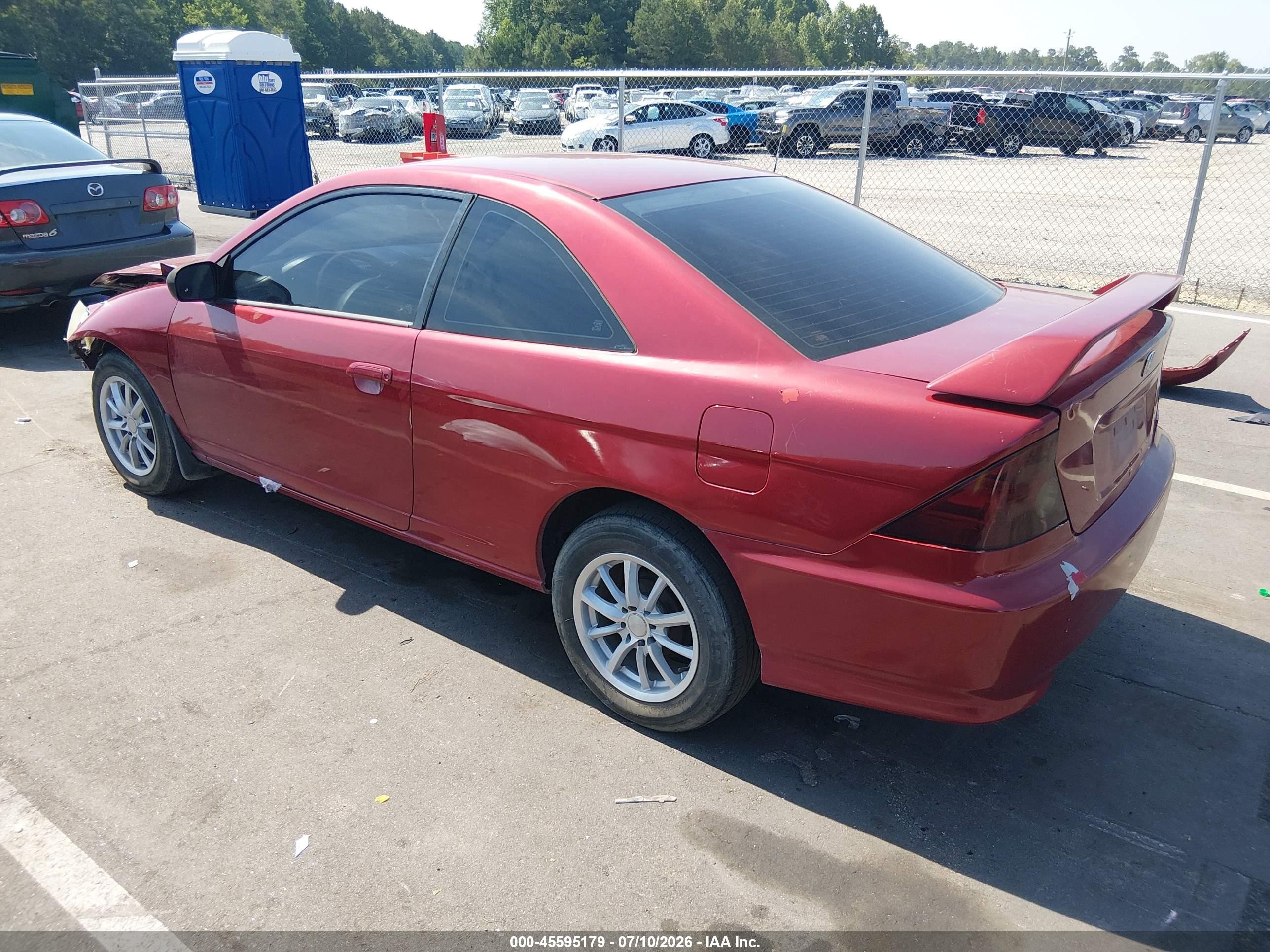 2005 Honda Civic Lx Red vin: 1HGEM22535L043866
