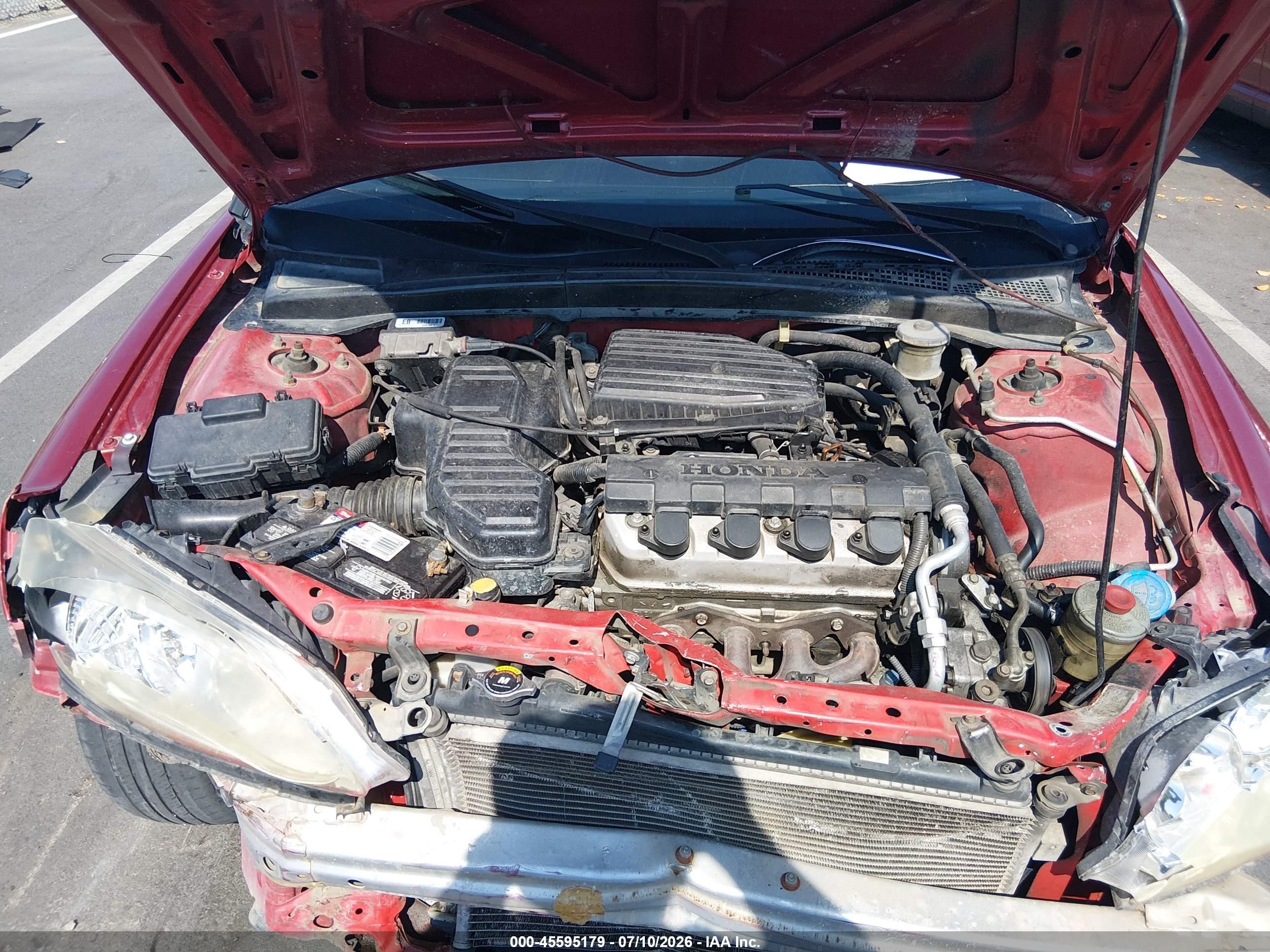 2005 Honda Civic Lx Red vin: 1HGEM22535L043866