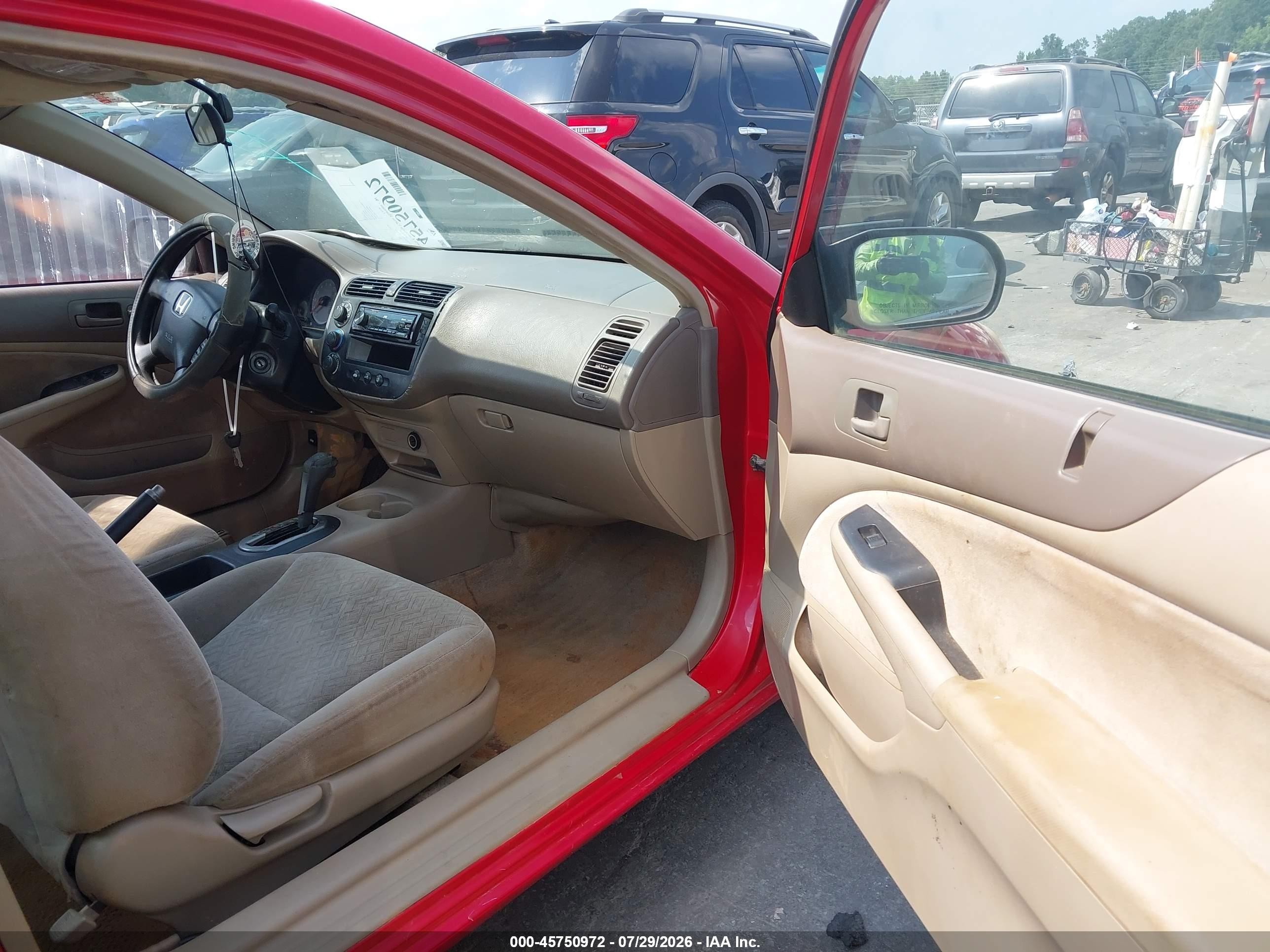 2001 Honda Civic Lx Red vin: 1HGEM22541L056779