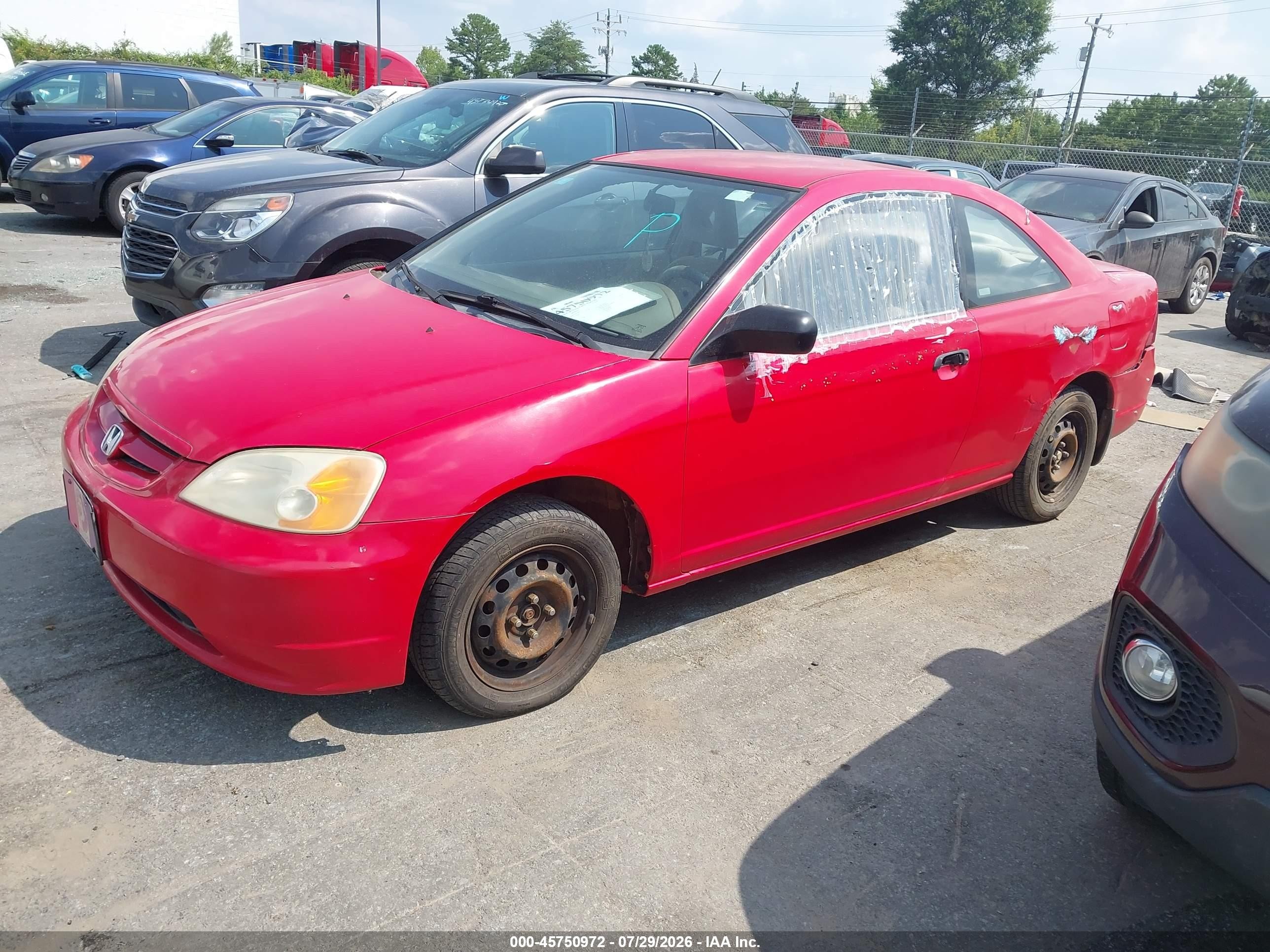2001 Honda Civic Lx Red vin: 1HGEM22541L056779