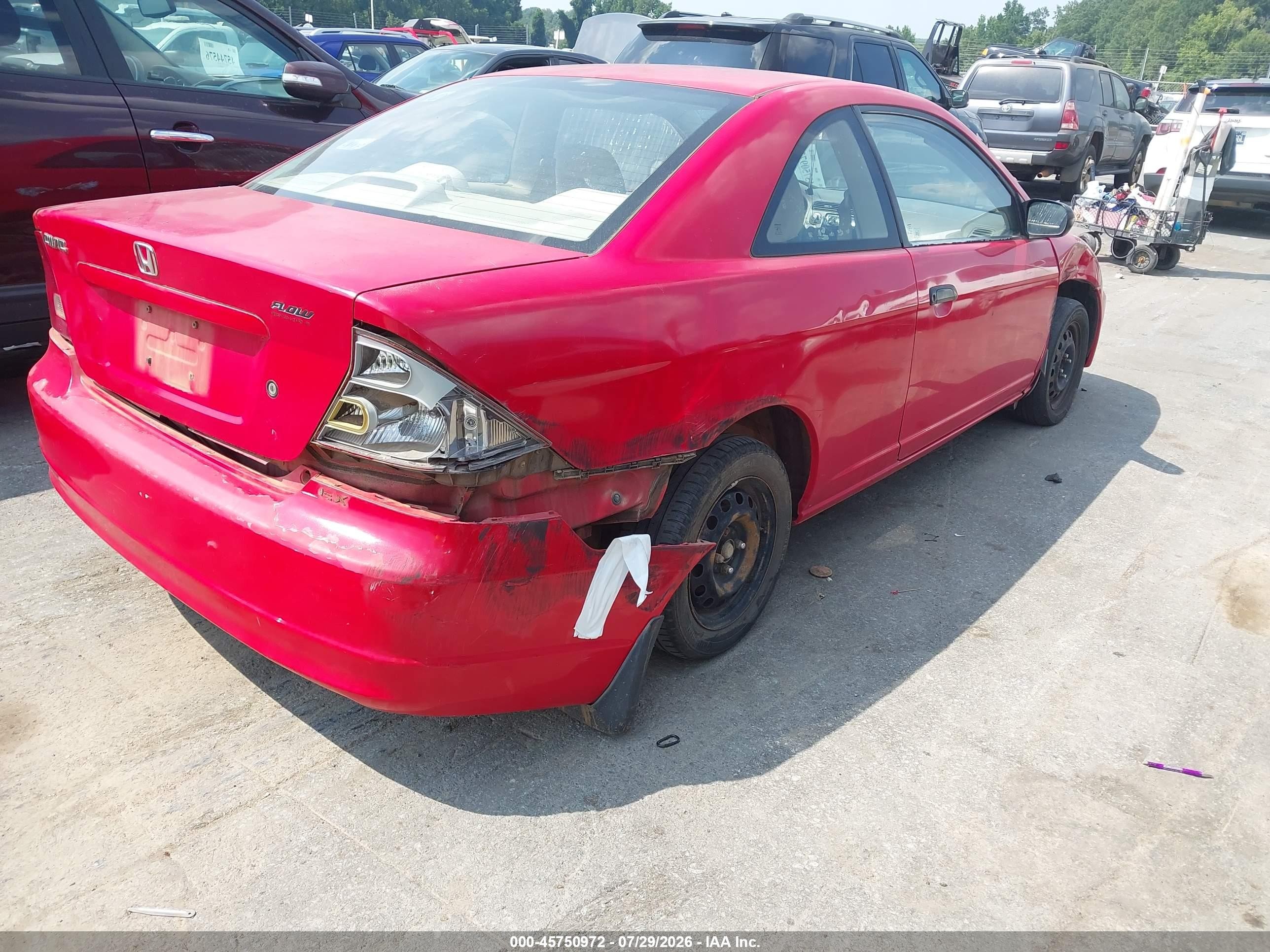 2001 Honda Civic Lx Red vin: 1HGEM22541L056779