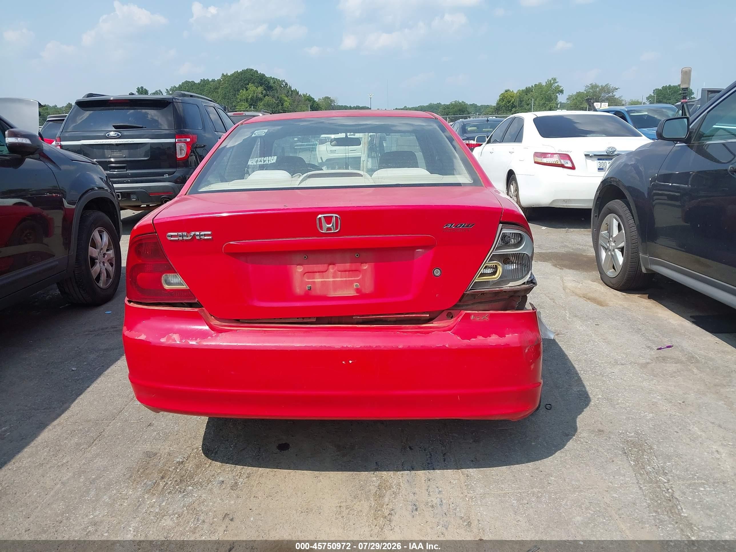 2001 Honda Civic Lx Red vin: 1HGEM22541L056779