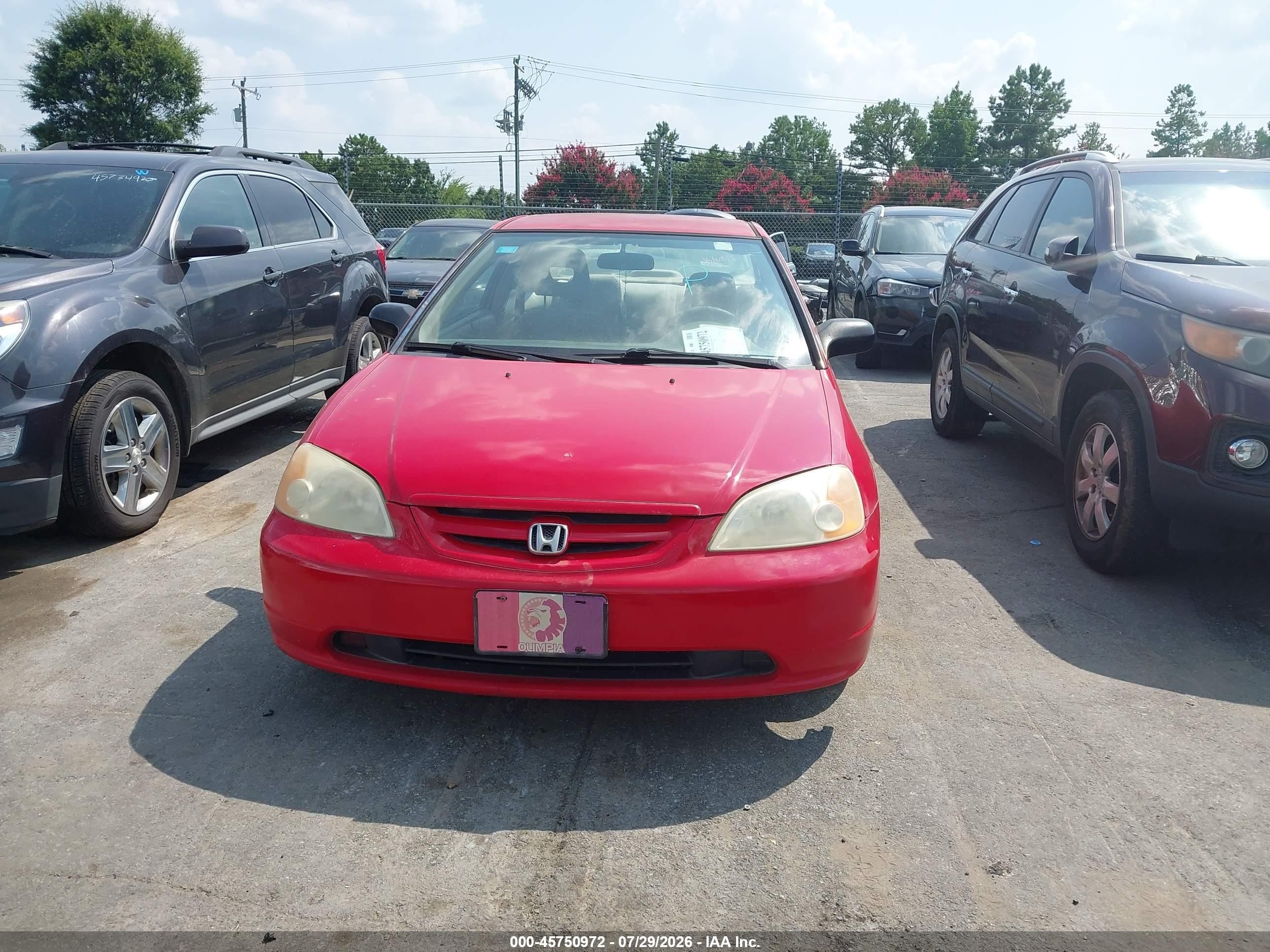 2001 Honda Civic Lx Red vin: 1HGEM22541L056779