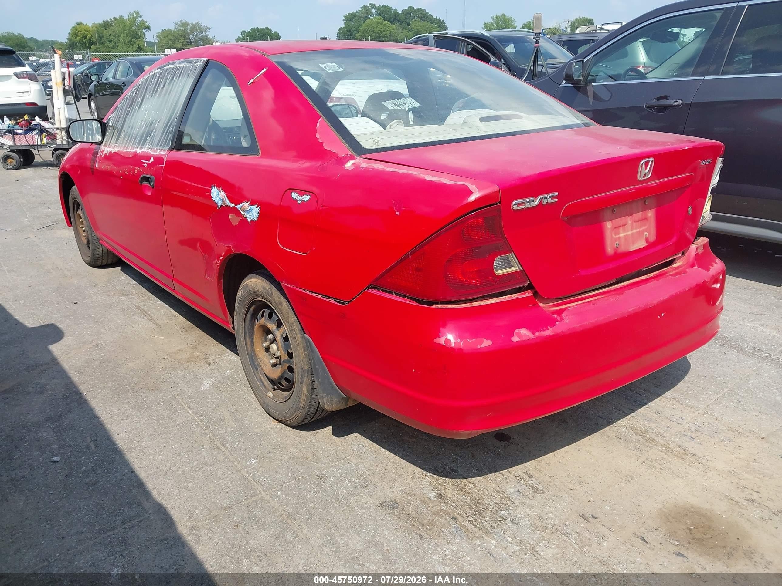 2001 Honda Civic Lx Red vin: 1HGEM22541L056779