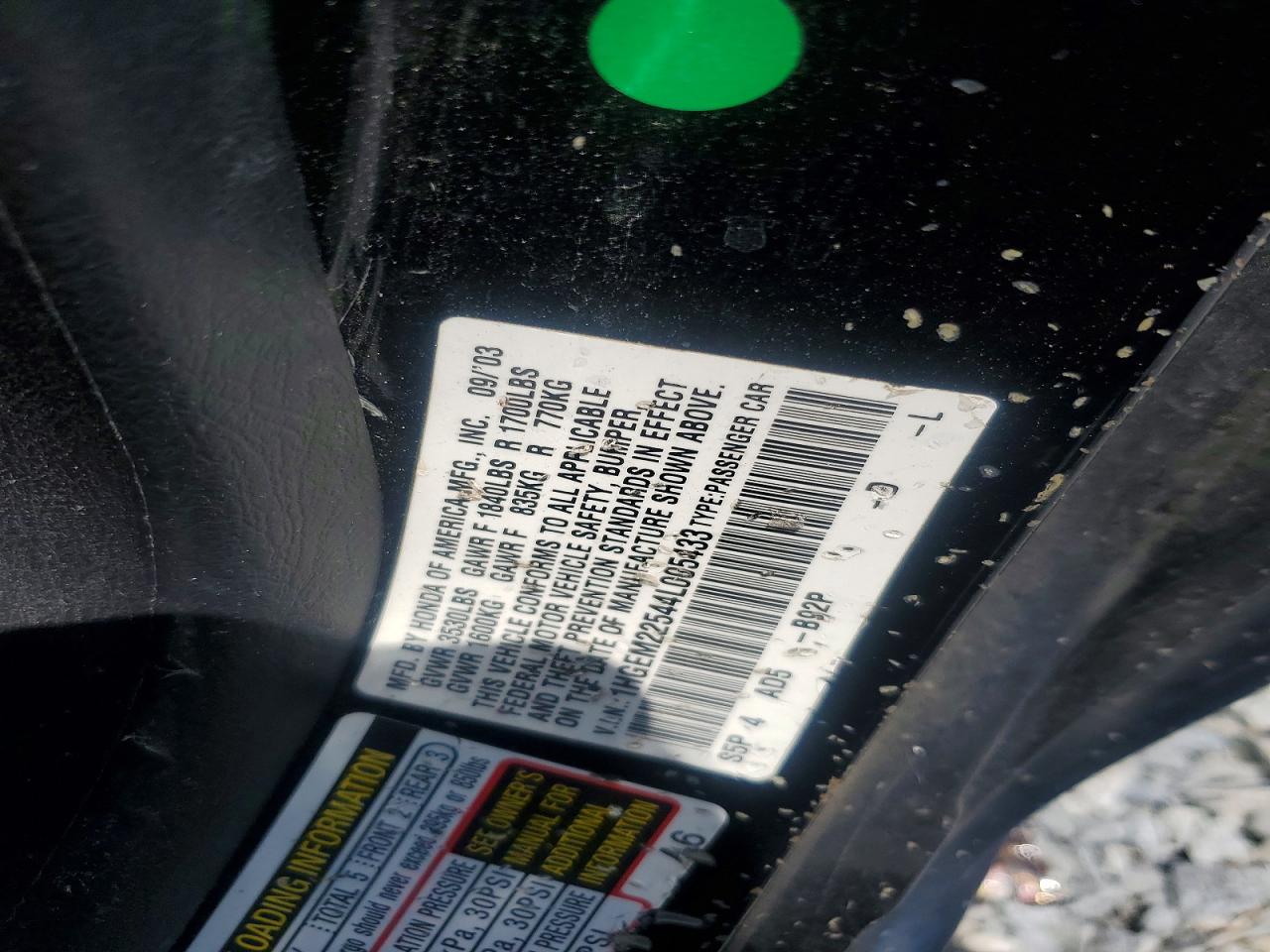 2004 Honda Civic Lx Black vin: 1HGEM22544L005433