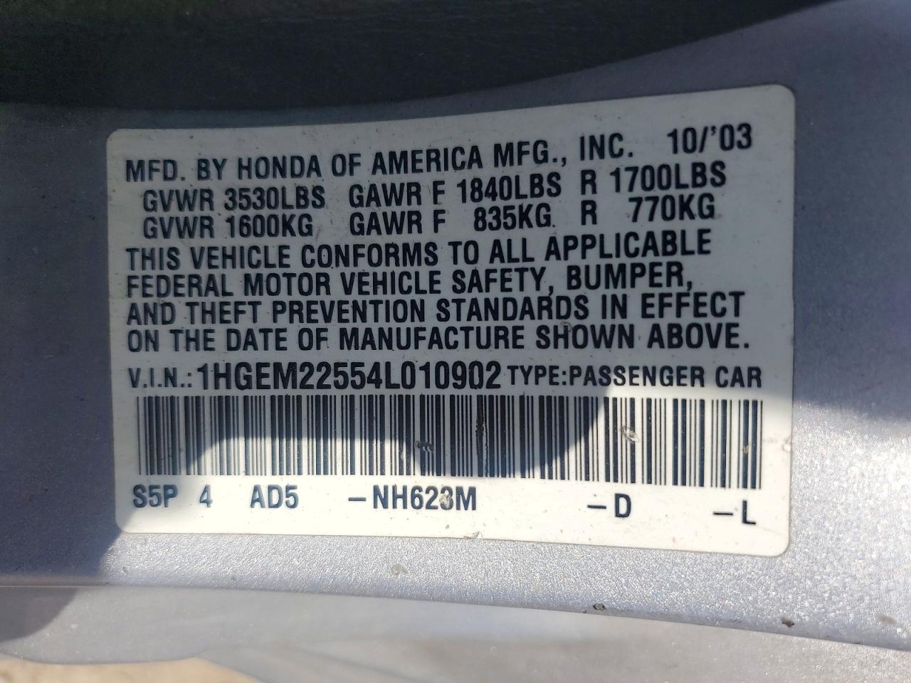 2004 Honda Civic Lx Silver vin: 1HGEM22554L010902