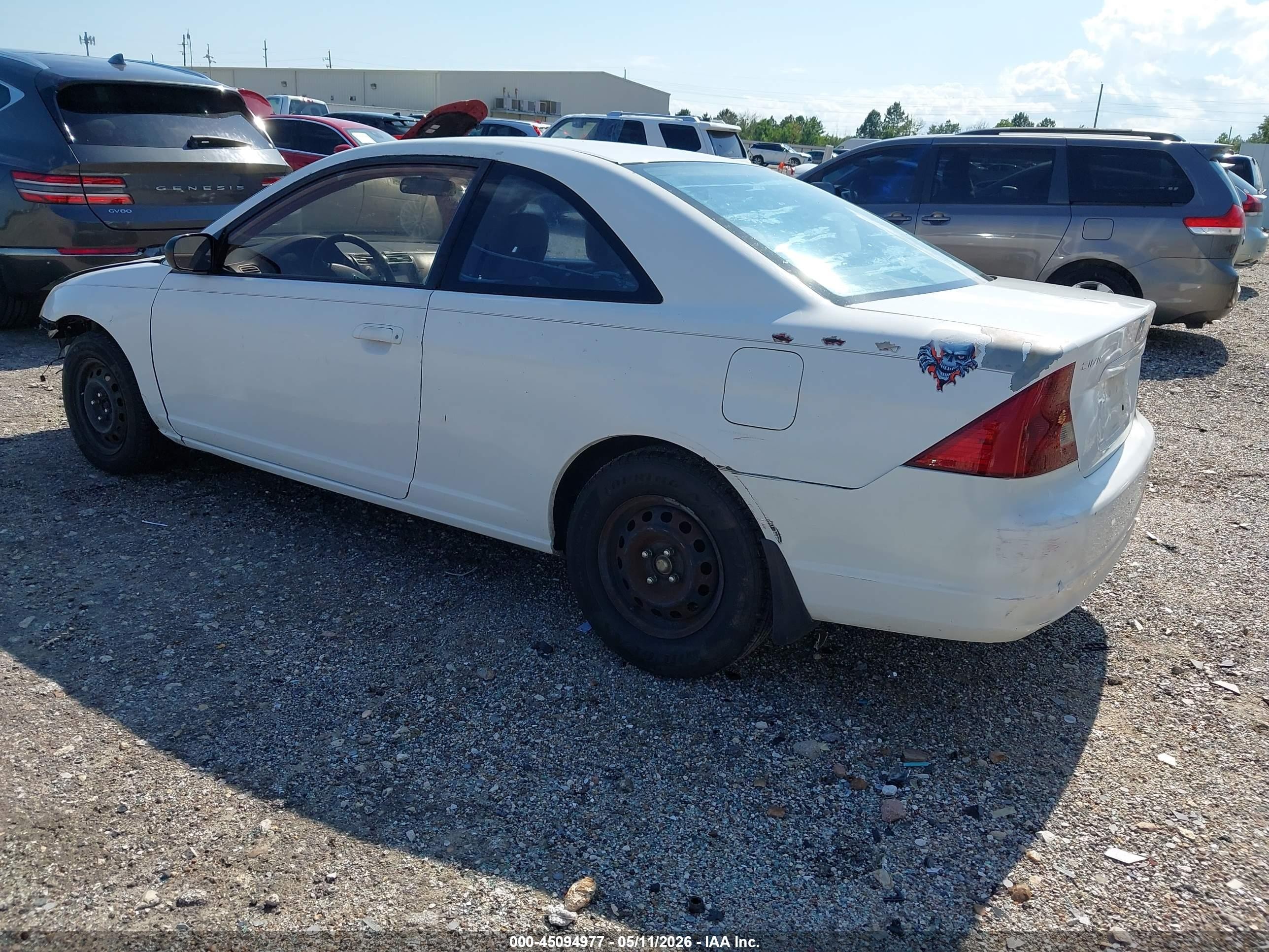 2003 Honda Civic Lx White vin: 1HGEM22563L008638