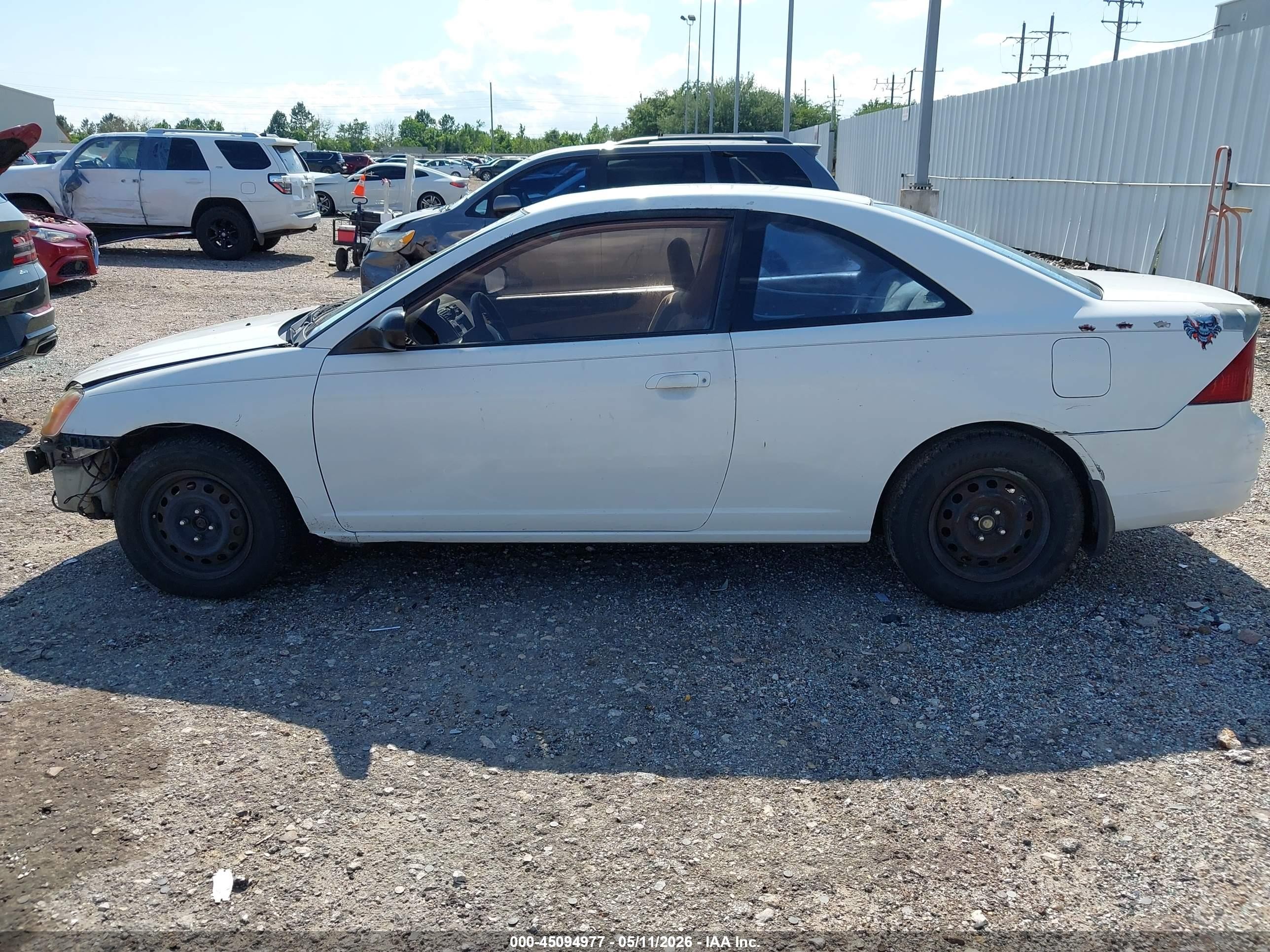 2003 Honda Civic Lx White vin: 1HGEM22563L008638