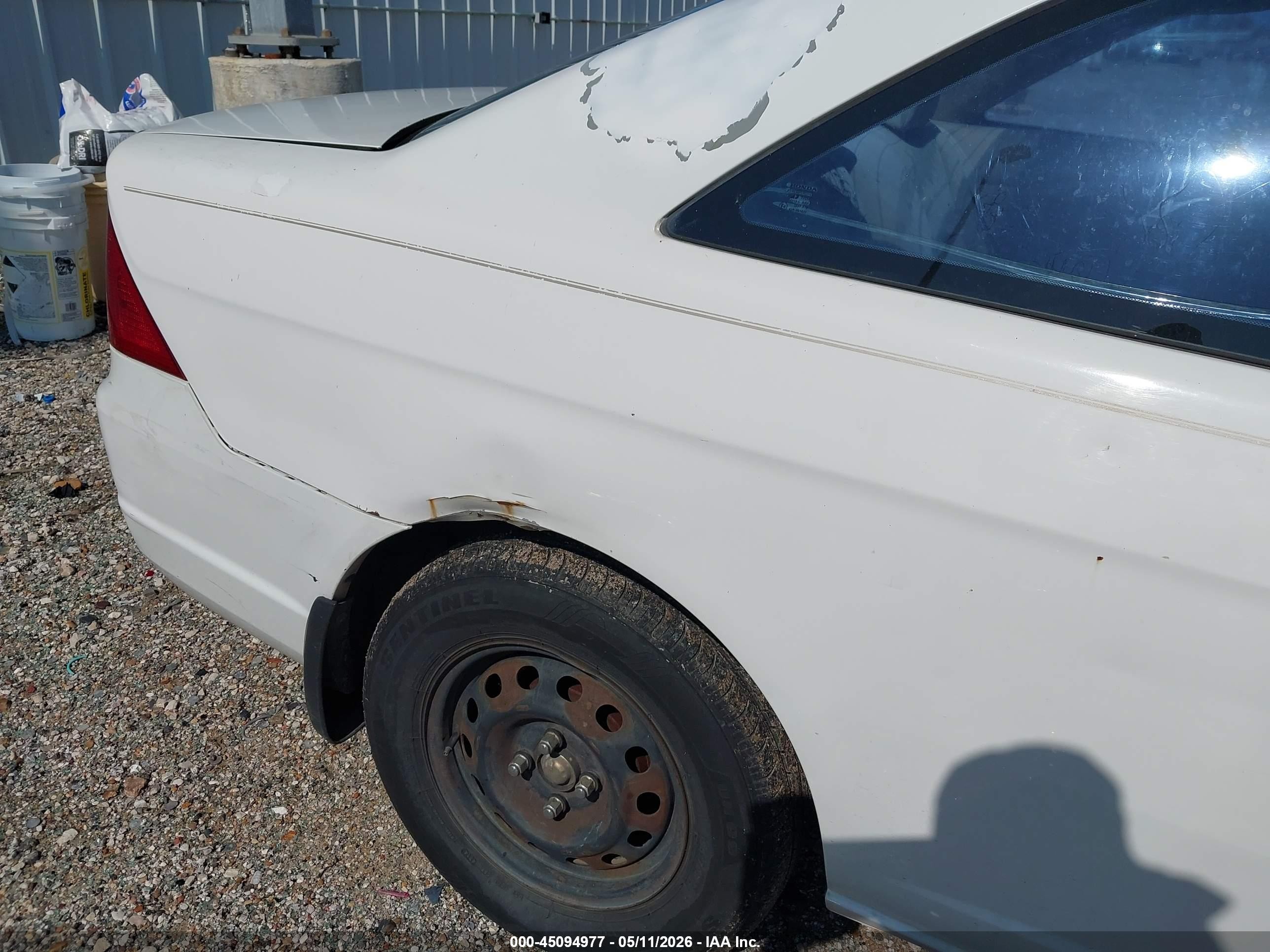2003 Honda Civic Lx White vin: 1HGEM22563L008638