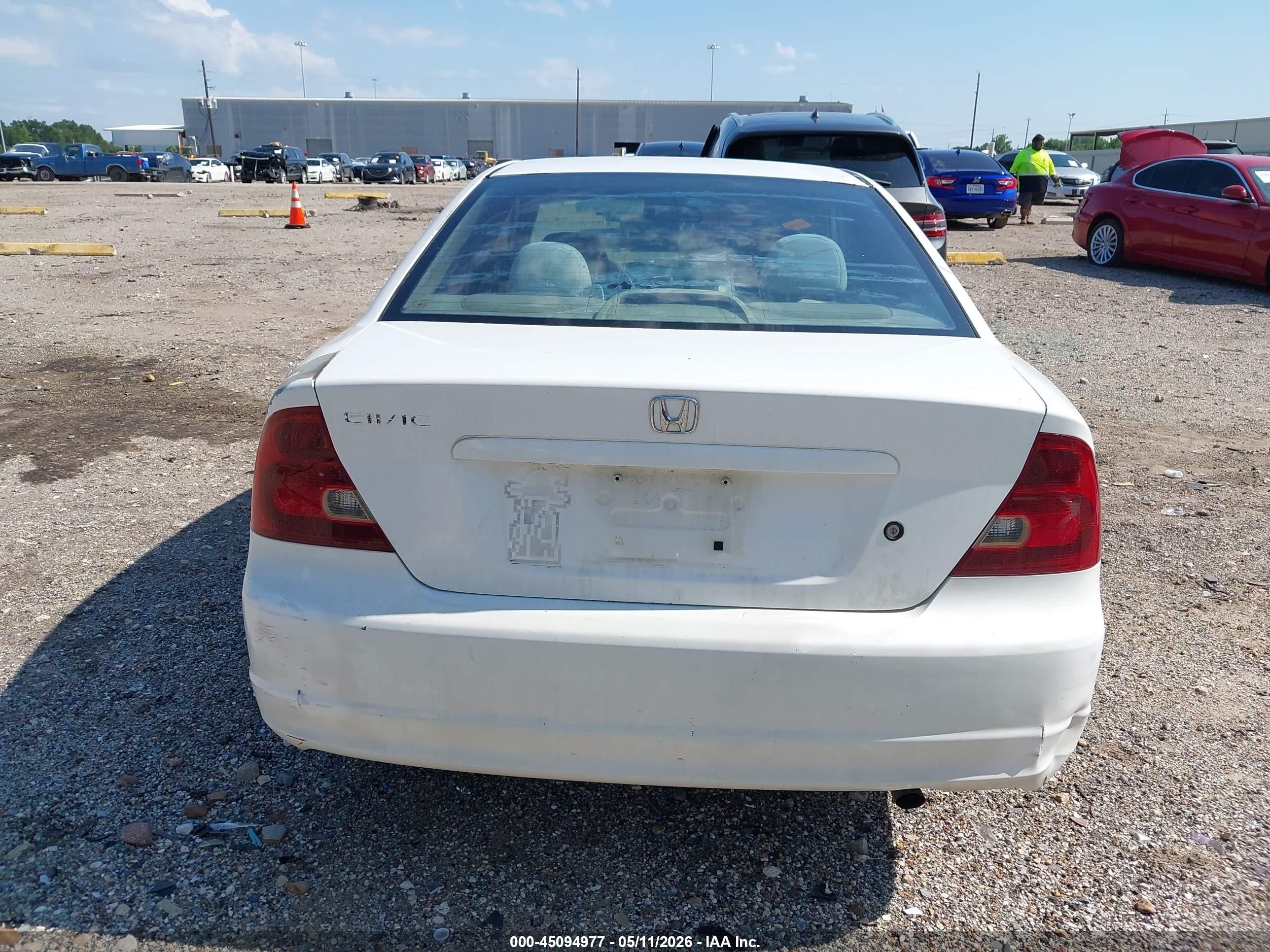 2003 Honda Civic Lx White vin: 1HGEM22563L008638
