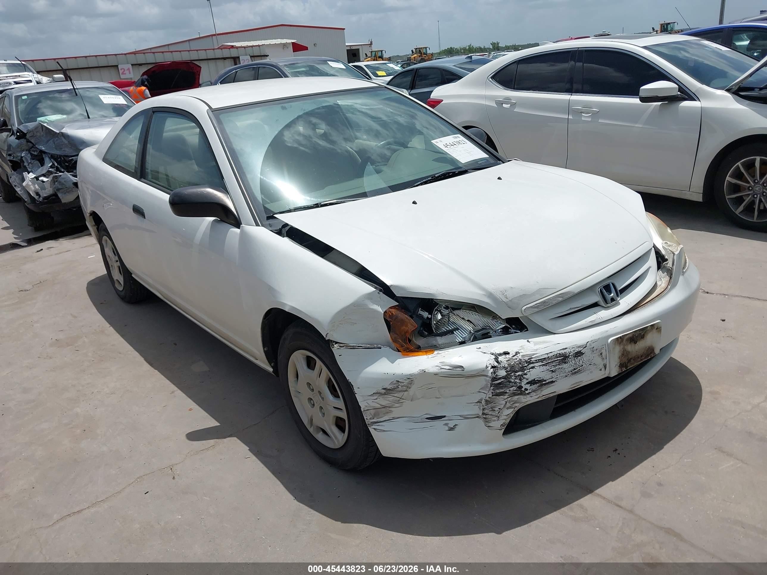2001 Honda Civic Lx White vin: 1HGEM22571L094149