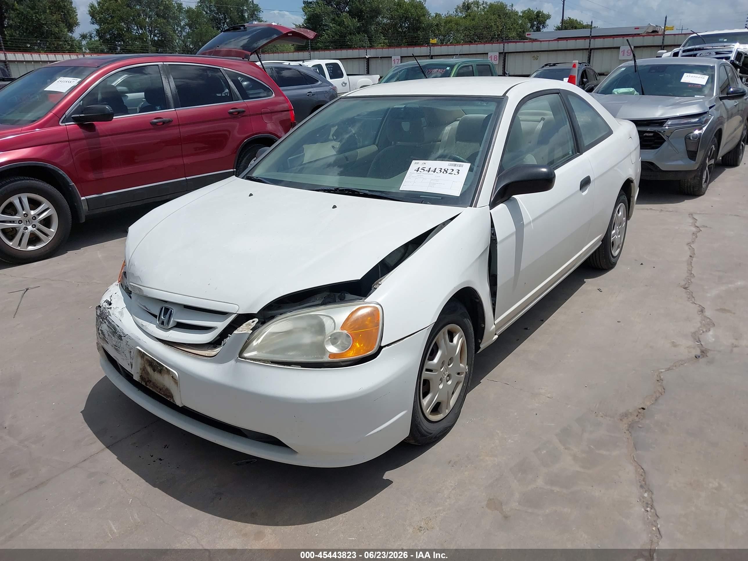 2001 Honda Civic Lx White vin: 1HGEM22571L094149