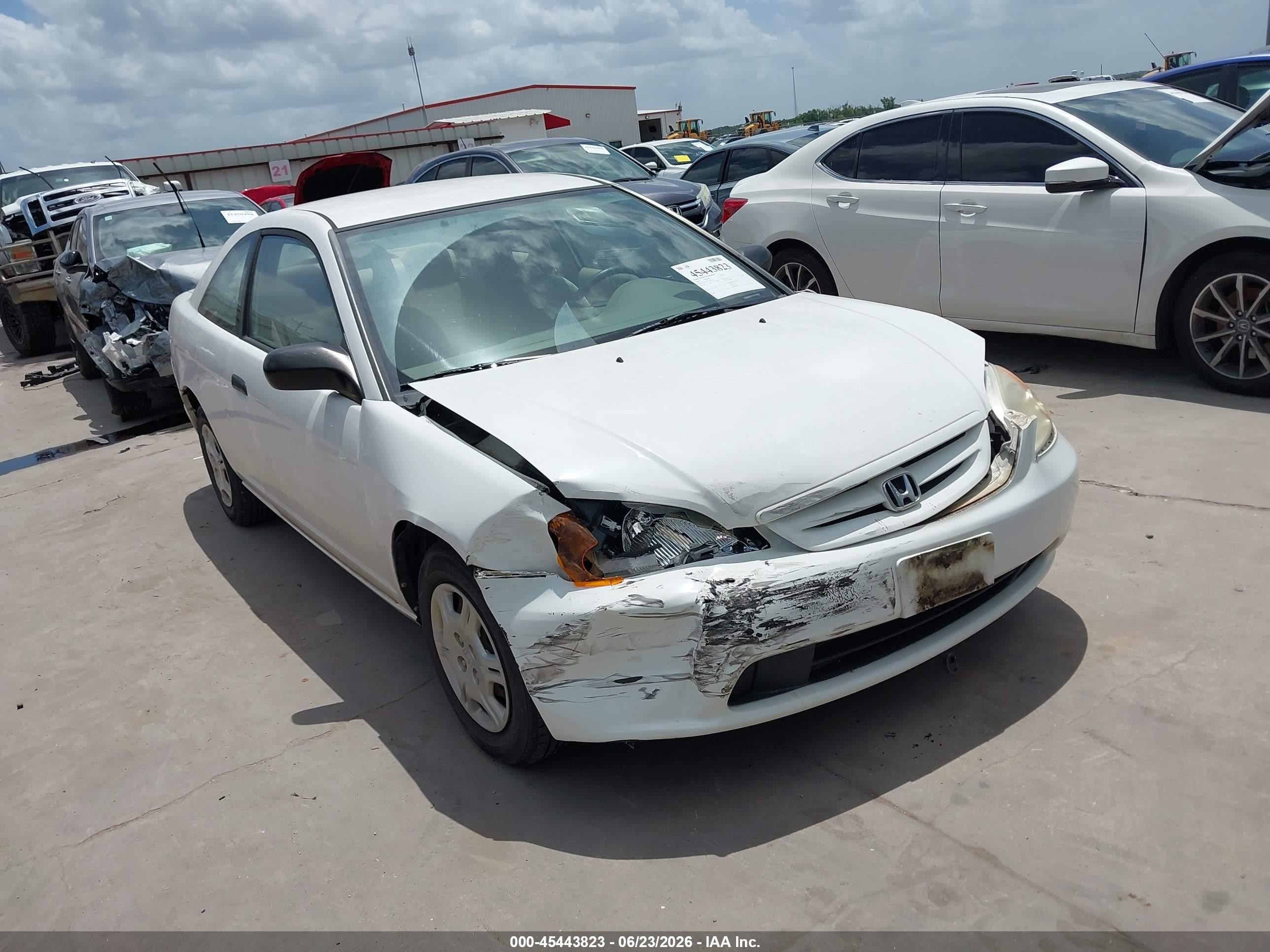 2001 Honda Civic Lx White vin: 1HGEM22571L094149