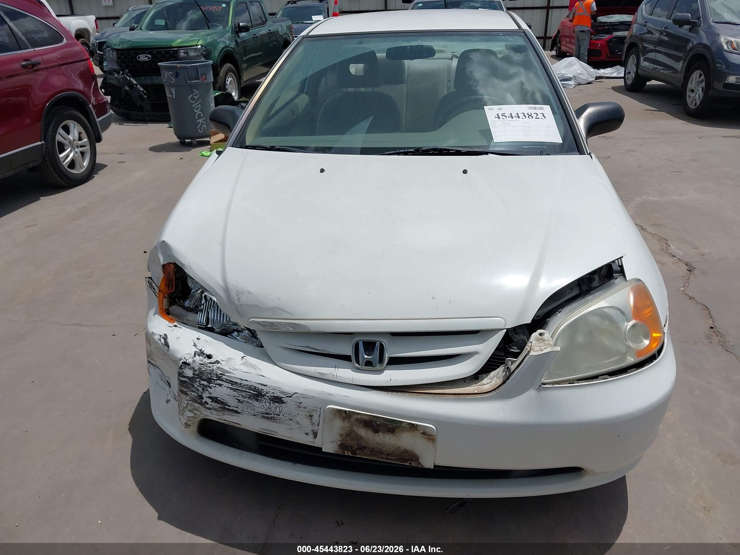 2001 Honda Civic Lx White vin: 1HGEM22571L094149