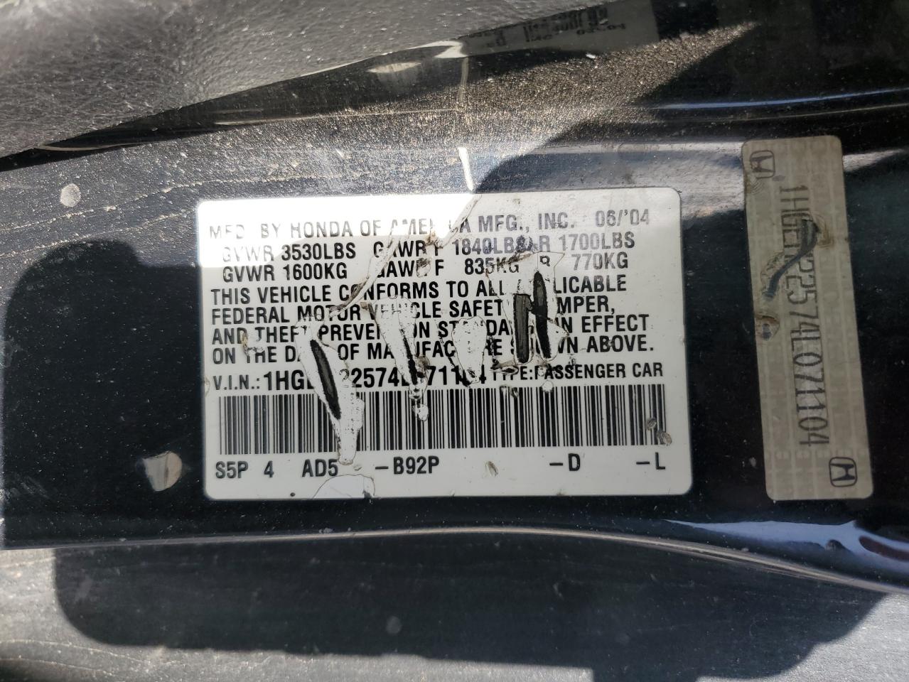 2004 Honda Civic Lx Black vin: 1HGEM22574L071104