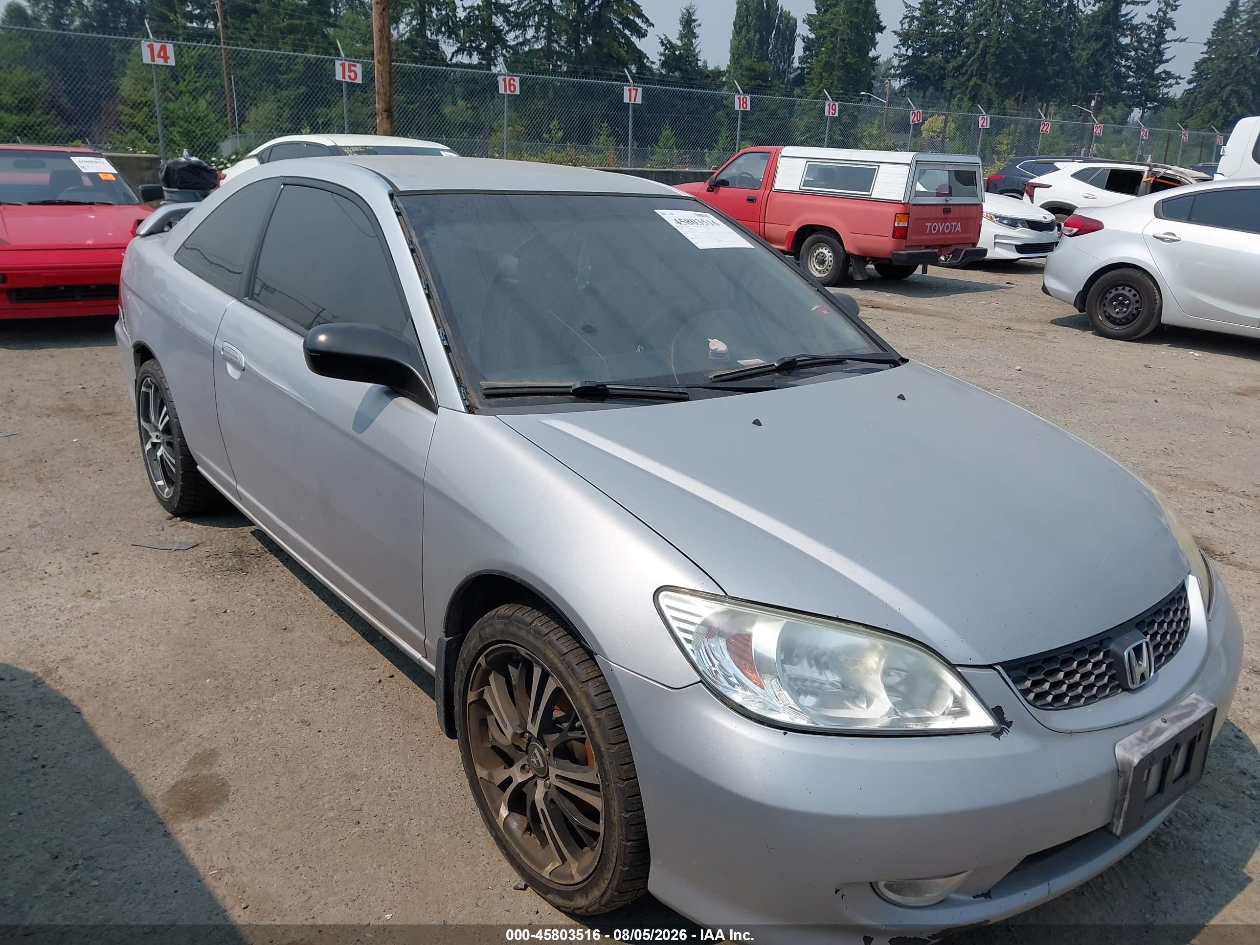 2005 Honda Civic Lx Silver vin: 1HGEM22585L072957