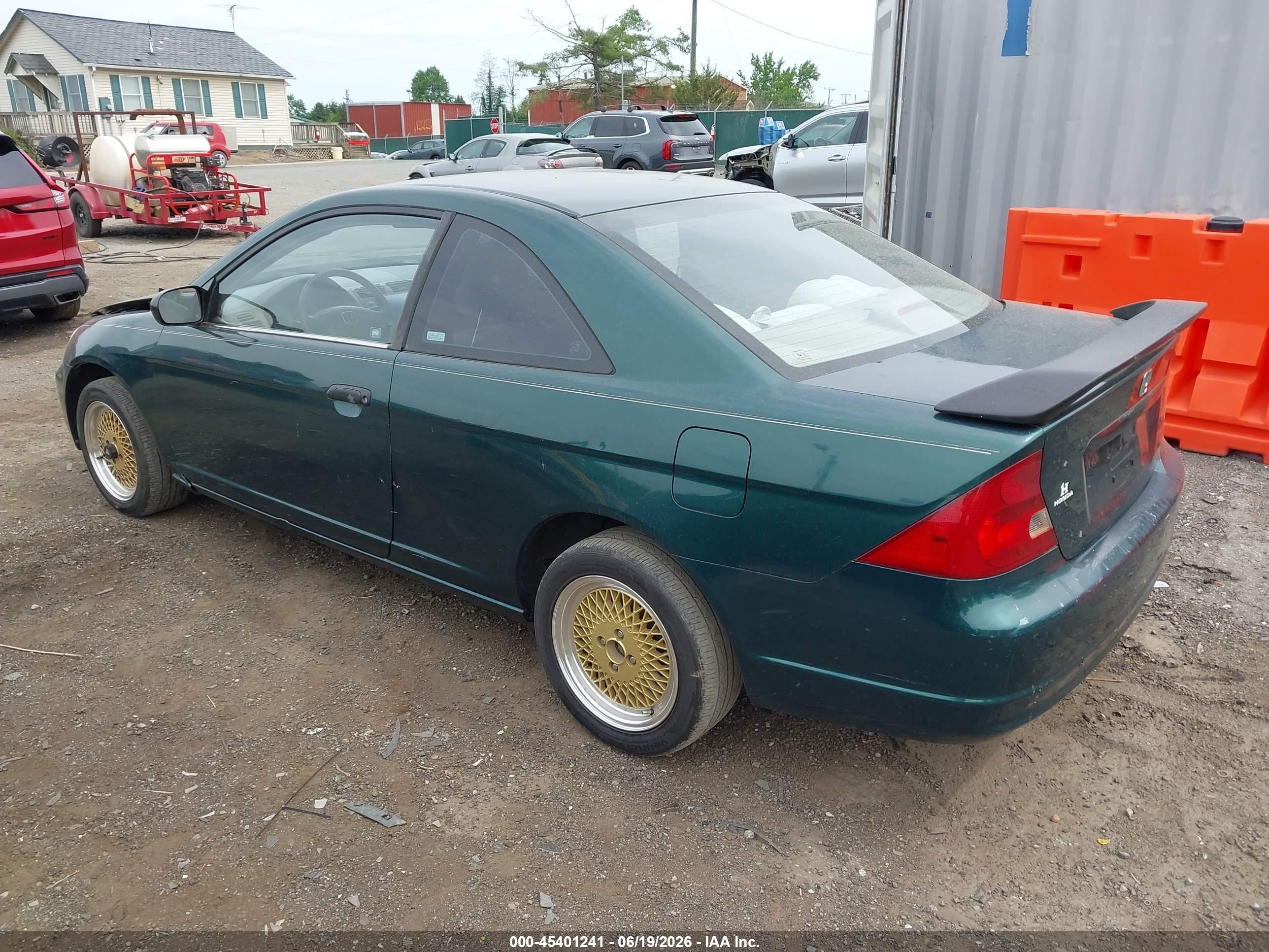 2001 Honda Civic Lx Green vin: 1HGEM22591L123389