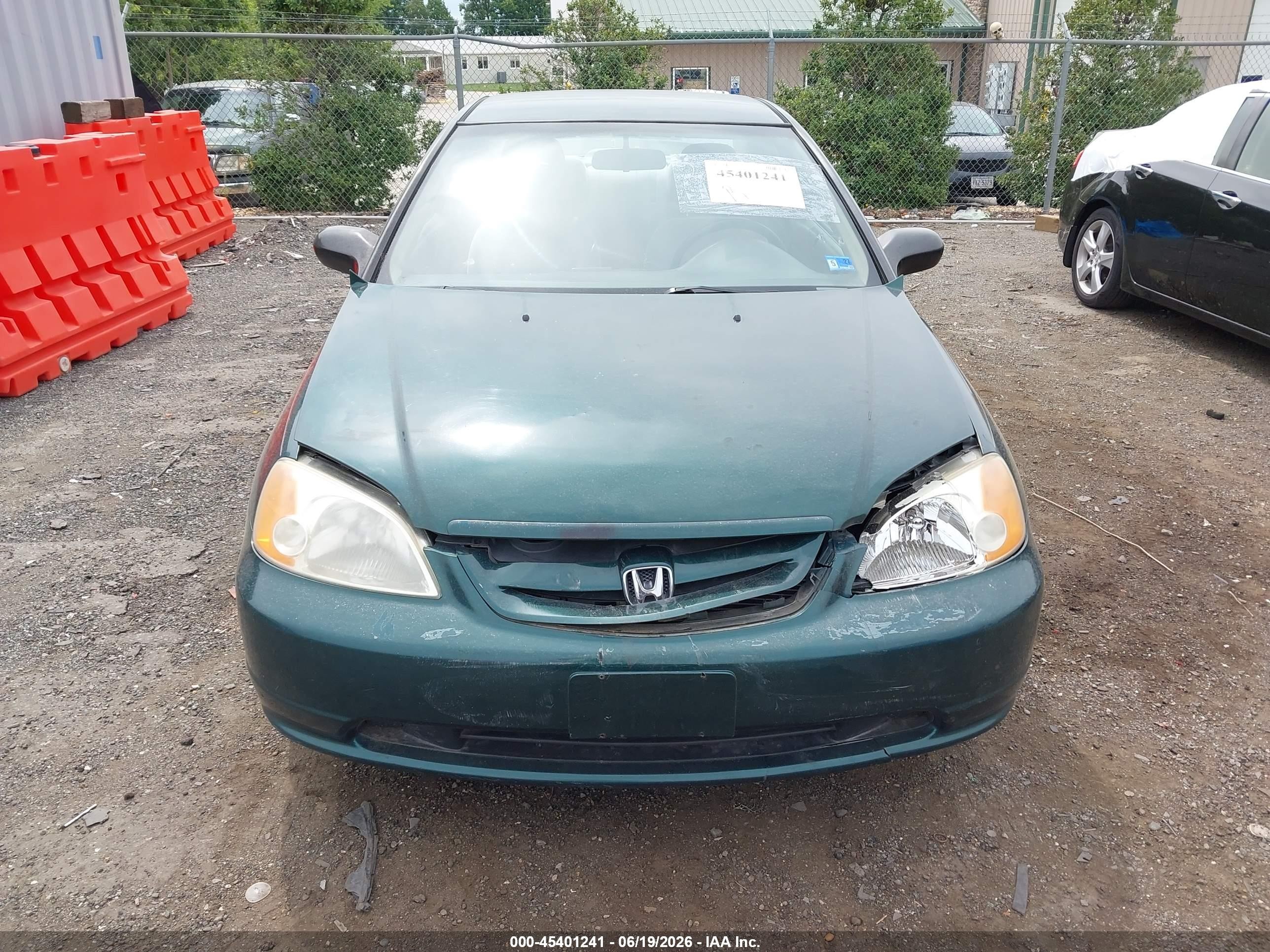 2001 Honda Civic Lx Green vin: 1HGEM22591L123389