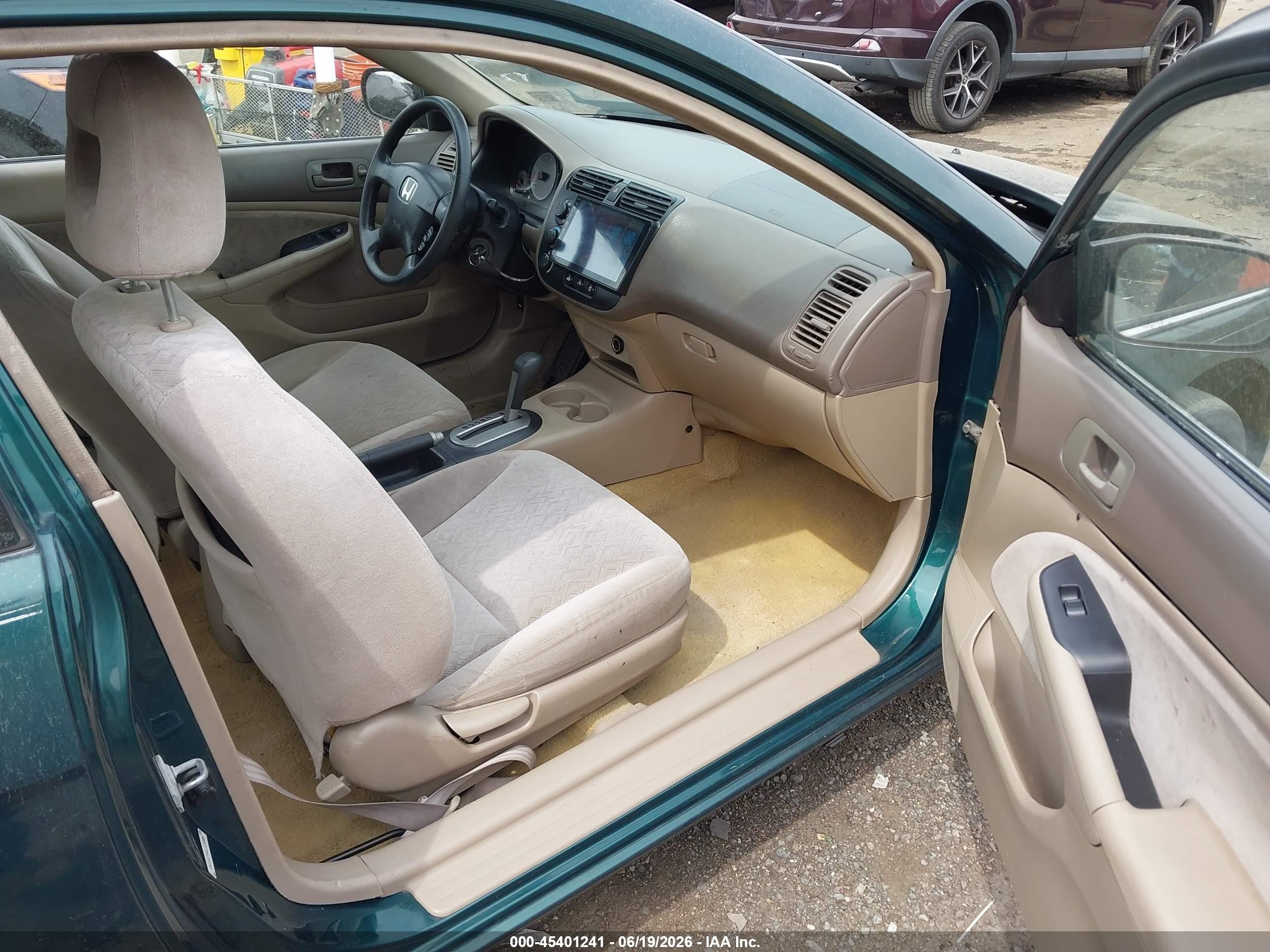 2001 Honda Civic Lx Green vin: 1HGEM22591L123389