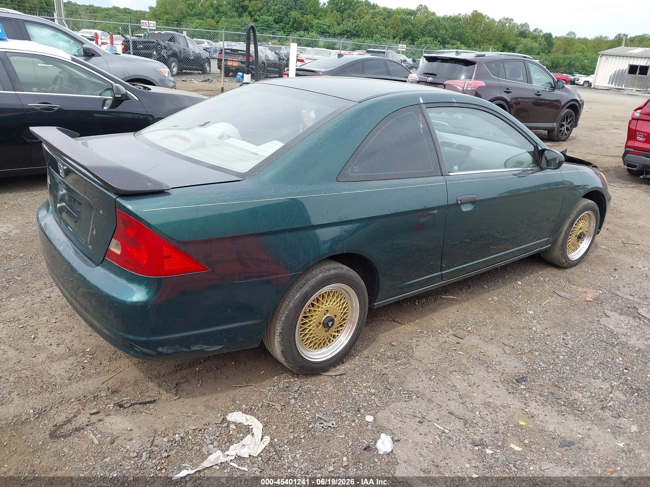2001 Honda Civic Lx Green vin: 1HGEM22591L123389