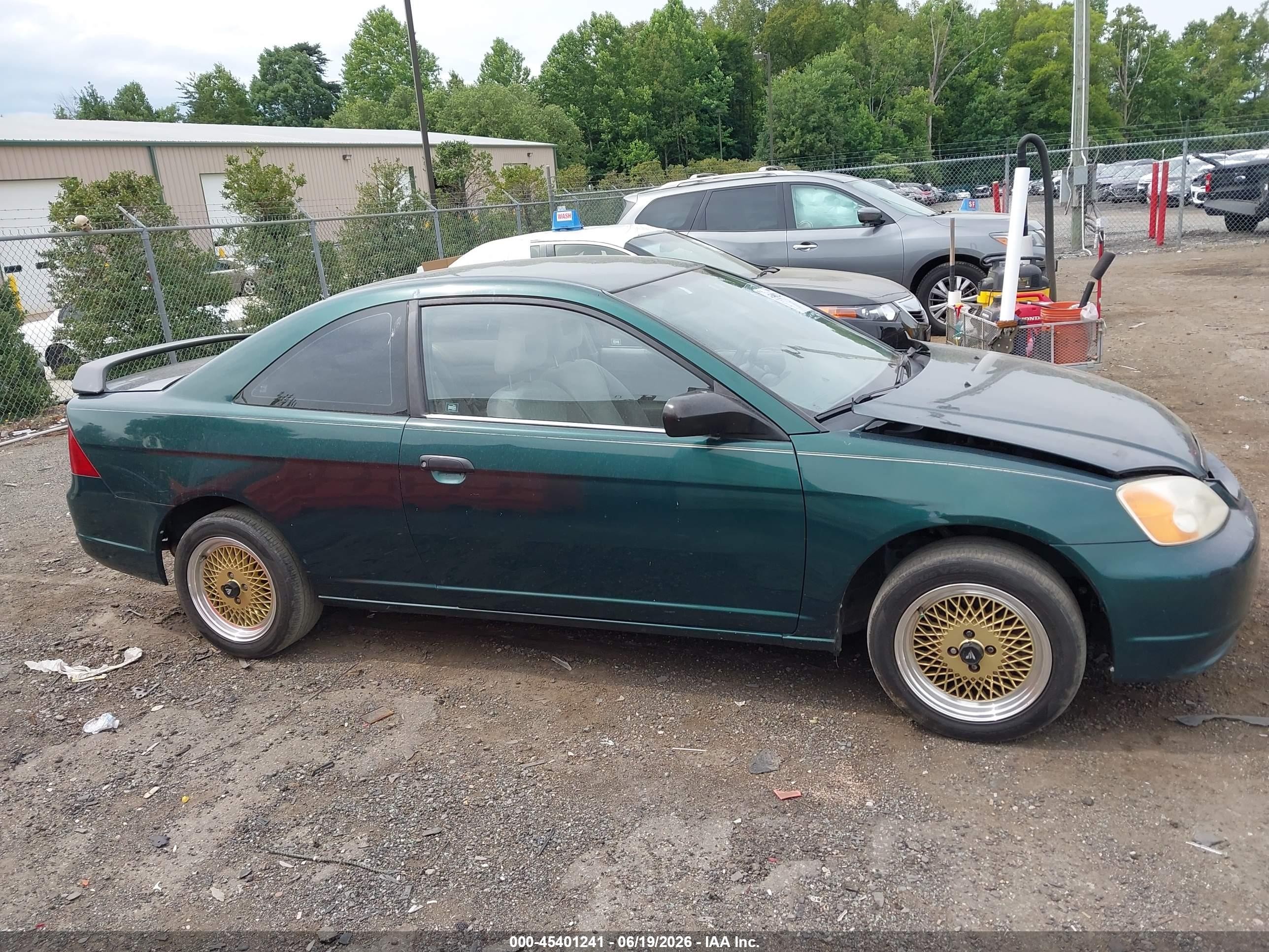 2001 Honda Civic Lx Green vin: 1HGEM22591L123389