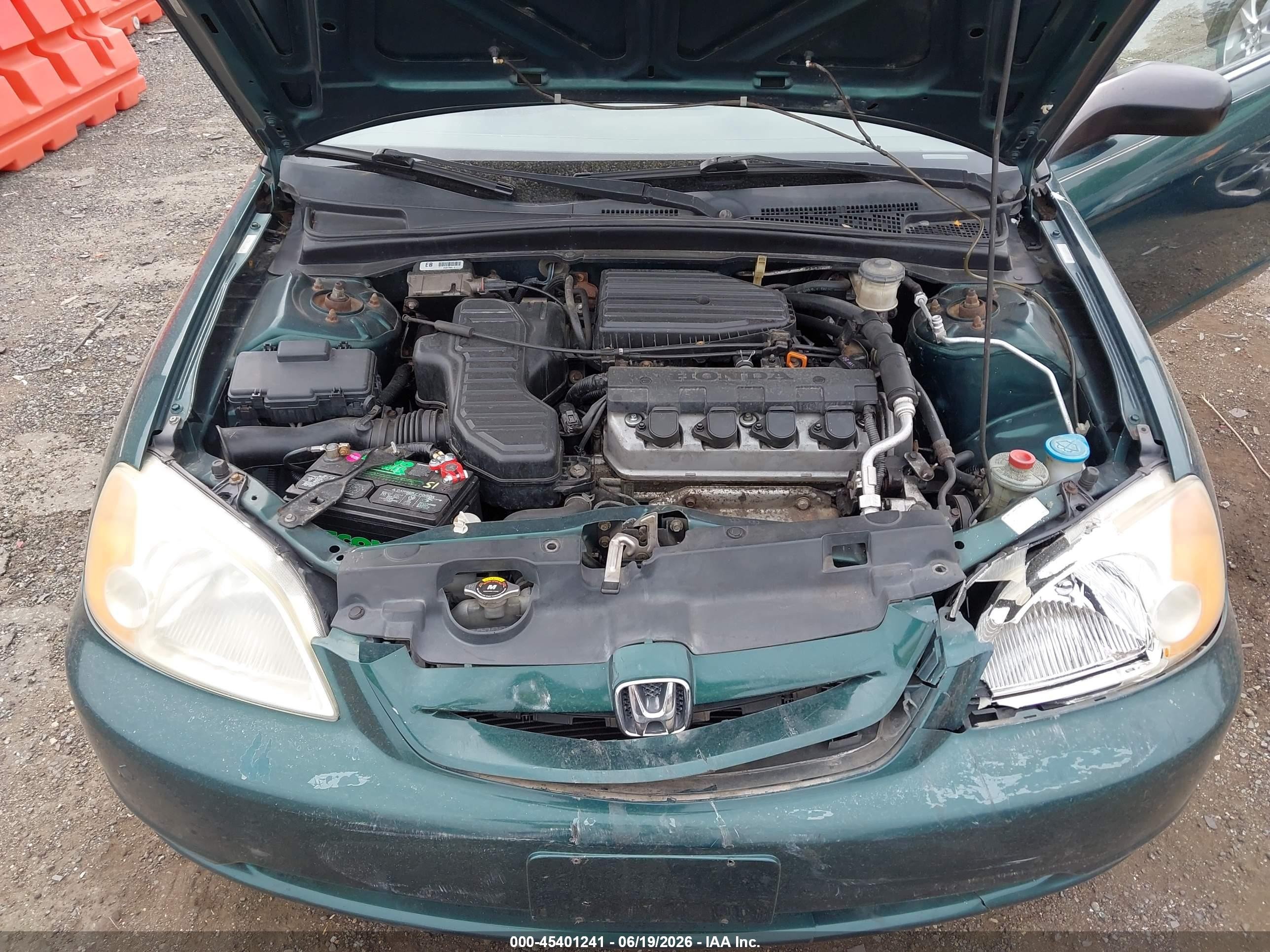 2001 Honda Civic Lx Green vin: 1HGEM22591L123389