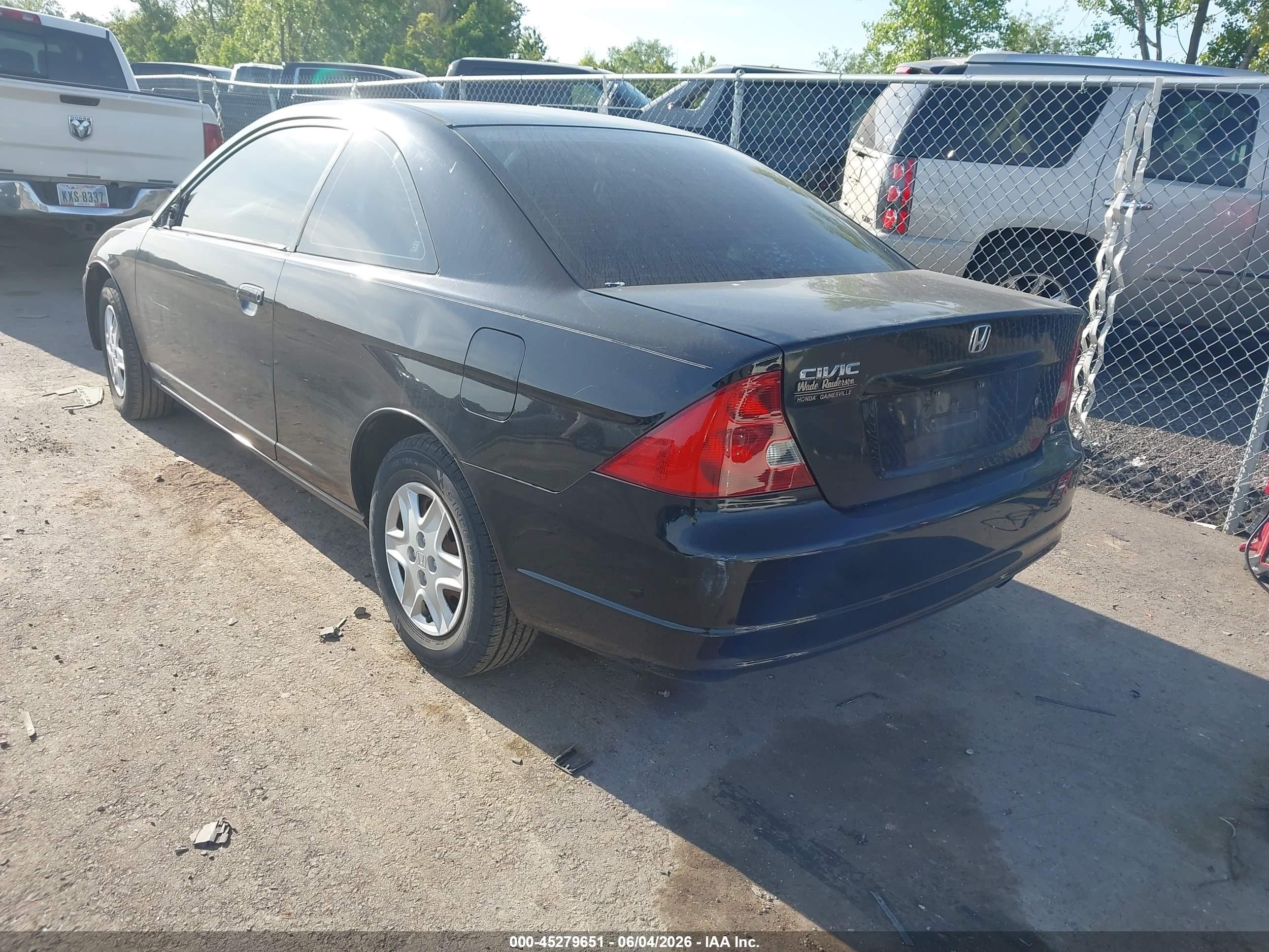 2003 Honda Civic Lx Black vin: 1HGEM22593L041228
